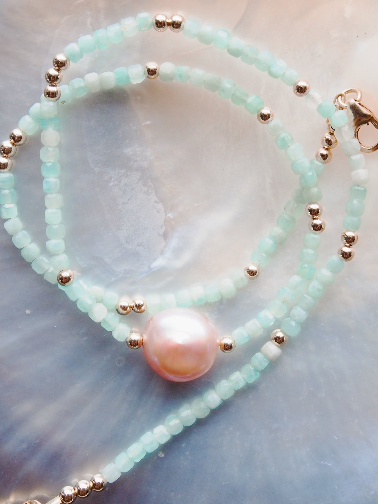 Pink Pearl and Gemstone Necklace - Gold Akala