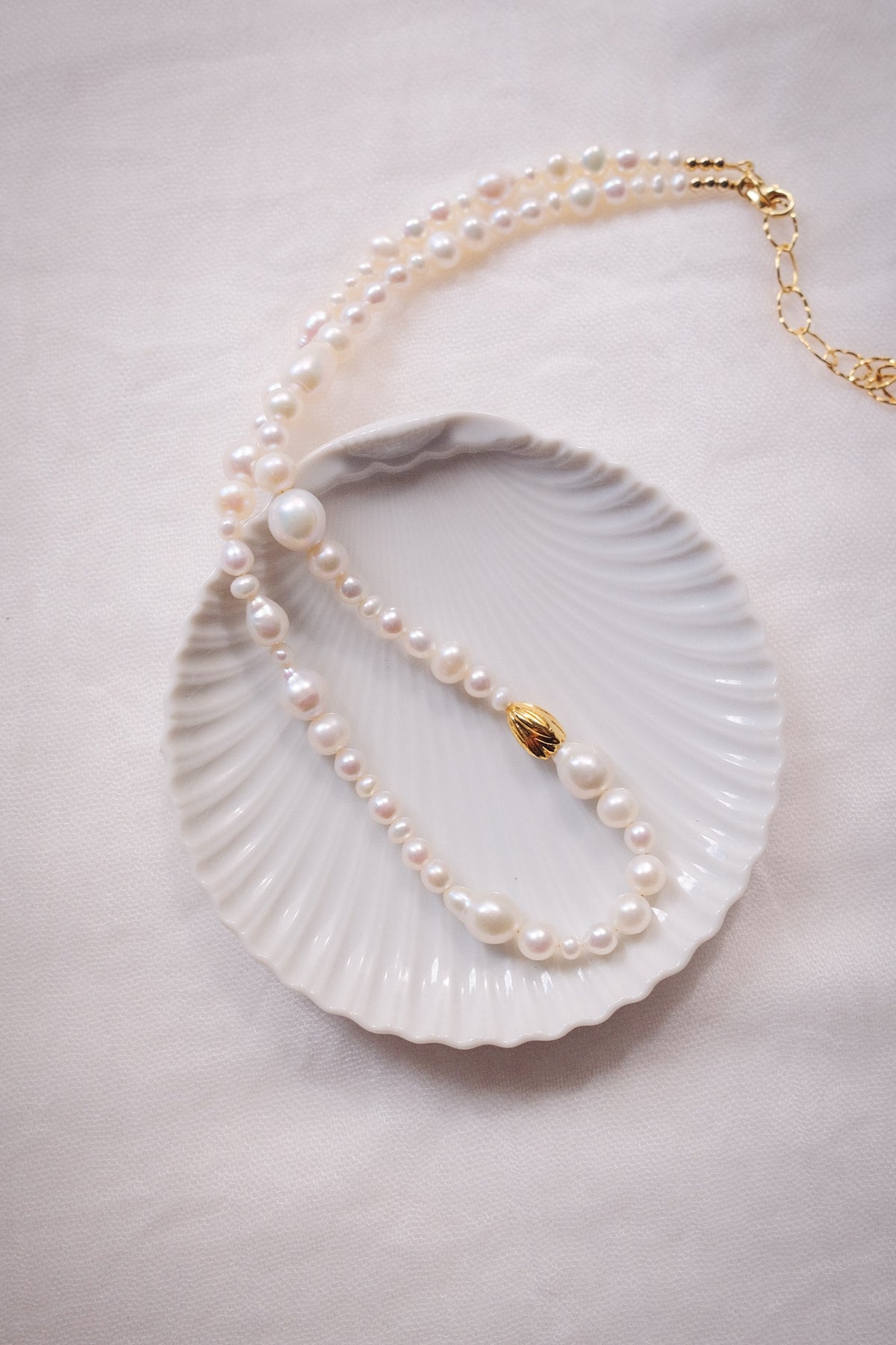 Luxe Baroque Pearl & Gold Pikake Necklace - Makamae