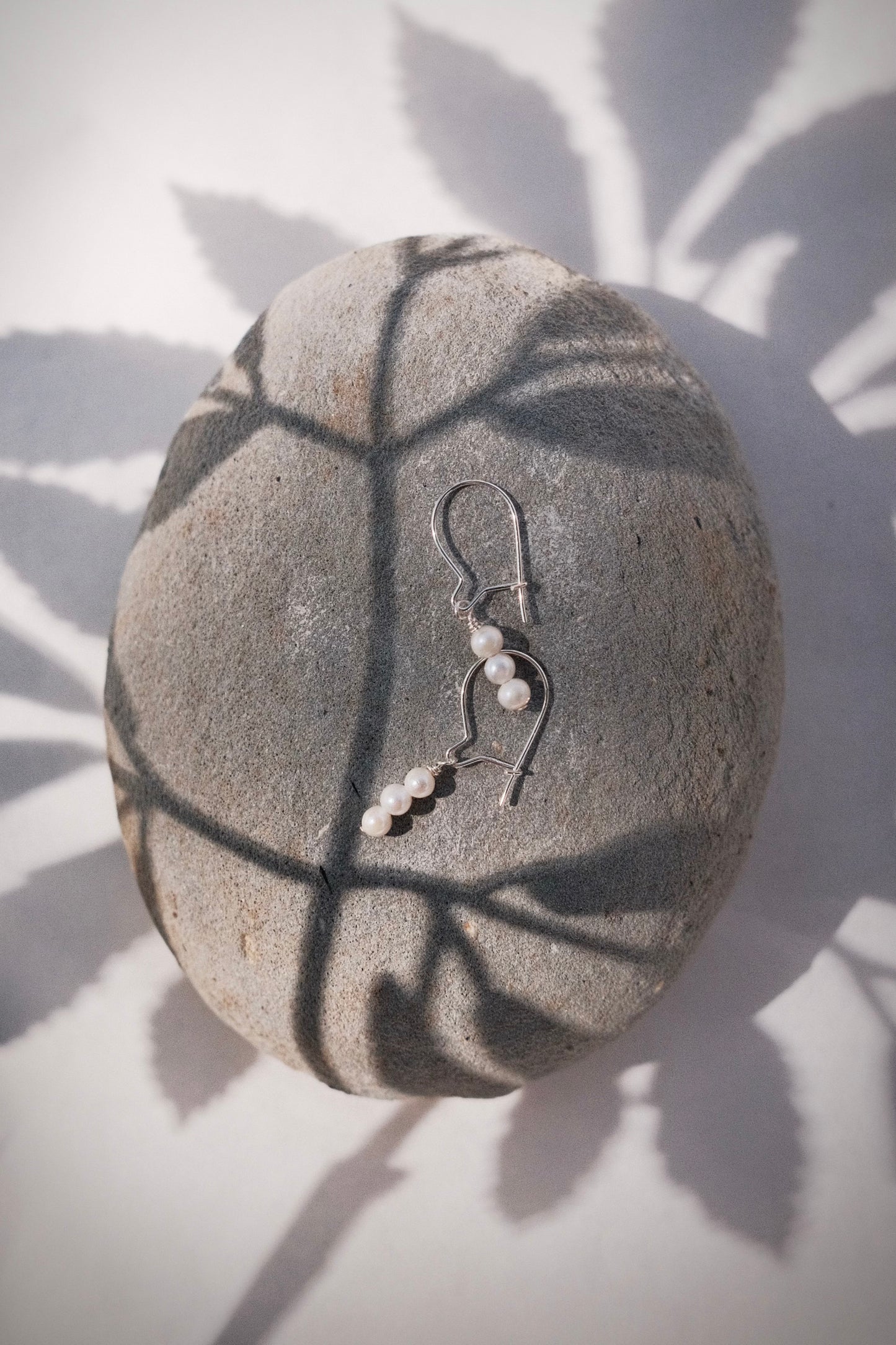 Dainty Silver Pearl Drop Earrings - Kanilea