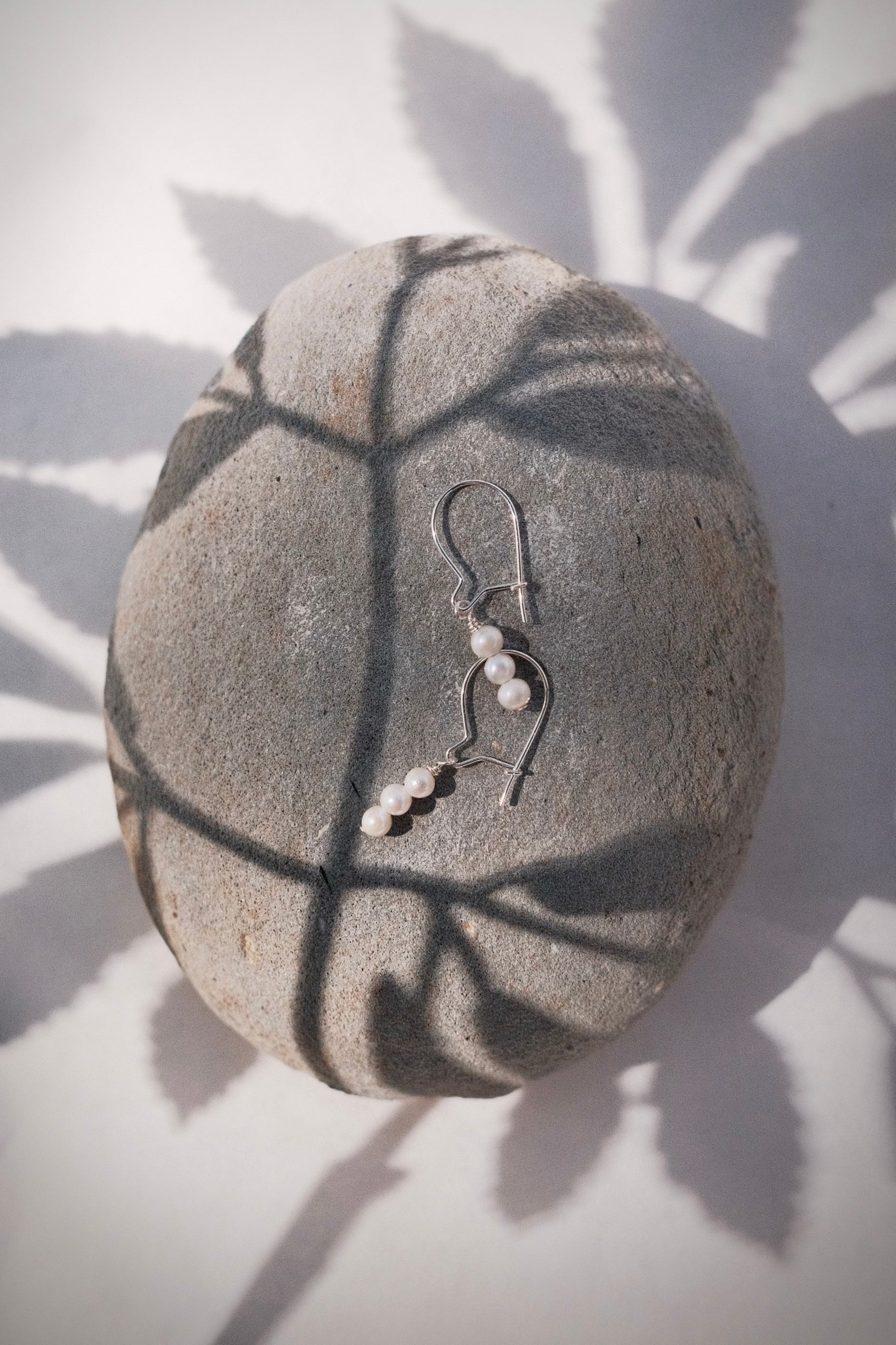 Dainty Silver Pearl Drop Earrings - Kanilea