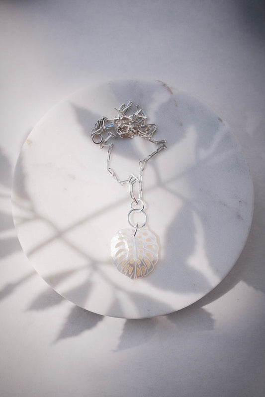 Silver Monstera Chain Necklace - Makana