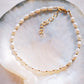 White Rice Pearl & Gold Bead Adjustable Anklet - Gold Keʻokeʻo