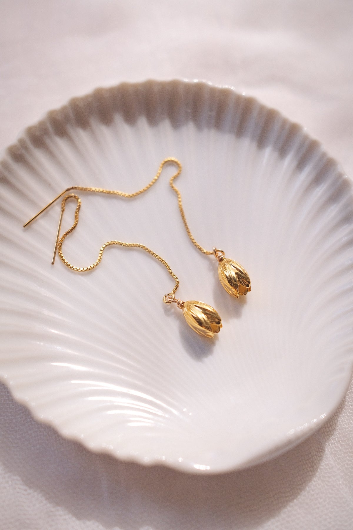 Gold Pikake Threader Earrings - Mānai