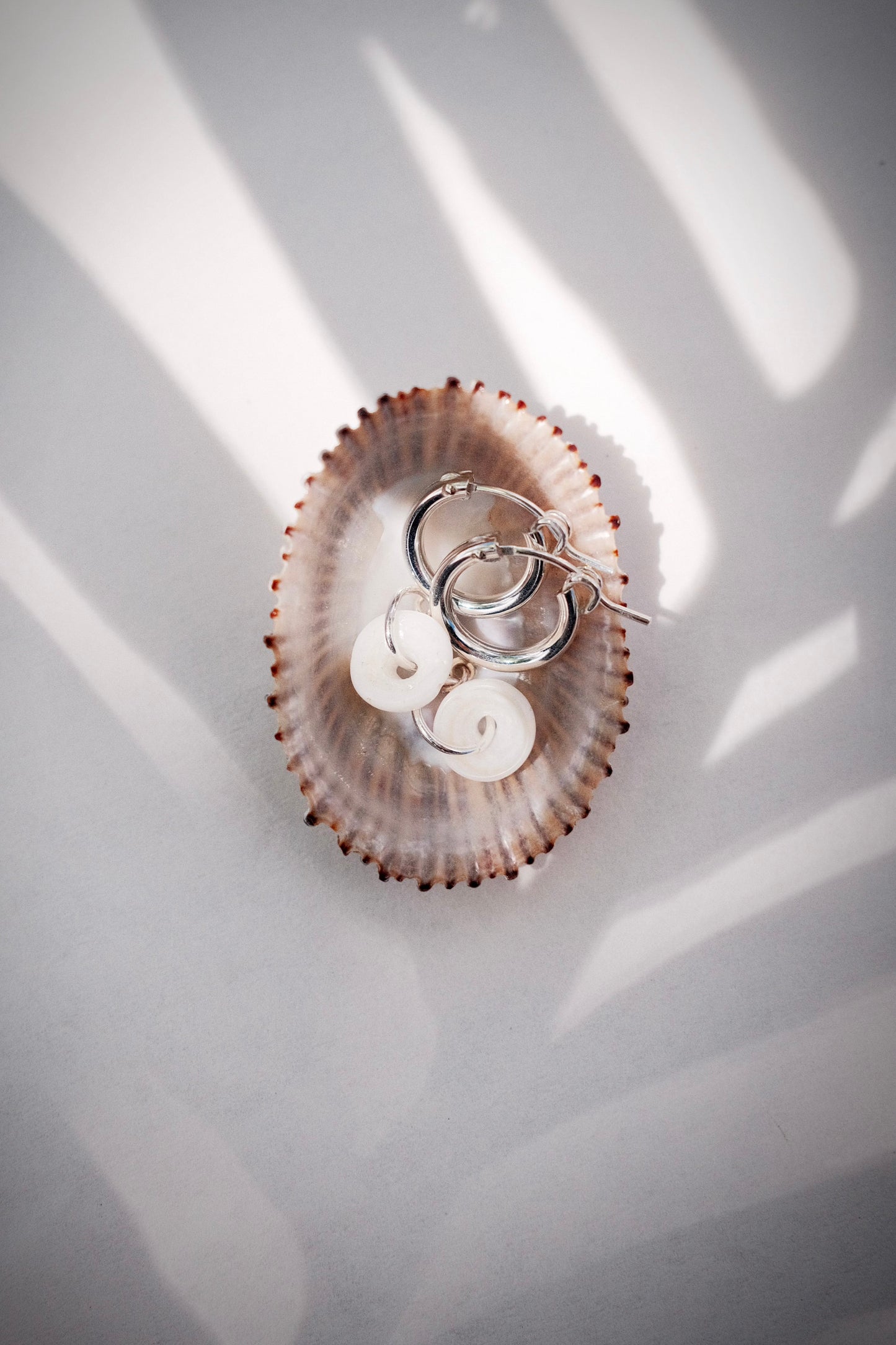 Silver Puka Shell Hoop Earrings - Kahale