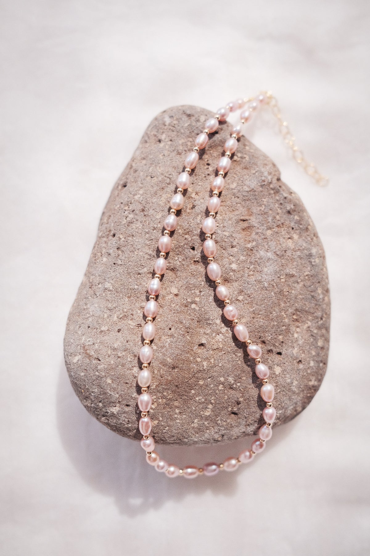 Pink Rice Pearl & Gold Bead Adjustable Necklace - Gold Liko