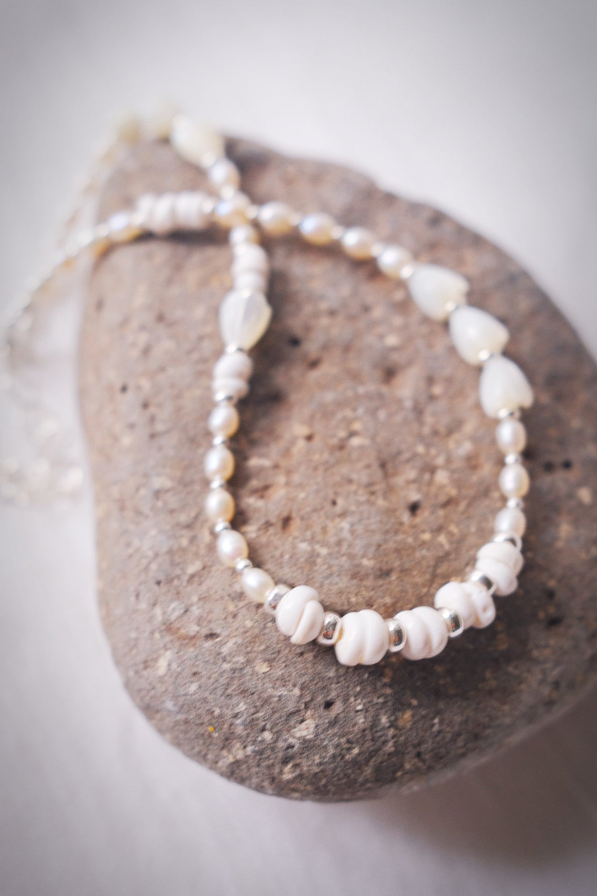 Mixed Shell & Pearl Pikake Necklace - Silver Kahakai