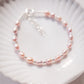 Pink Rice Pearl & Silver Bead Adjustable Bracelet - Silver Liko