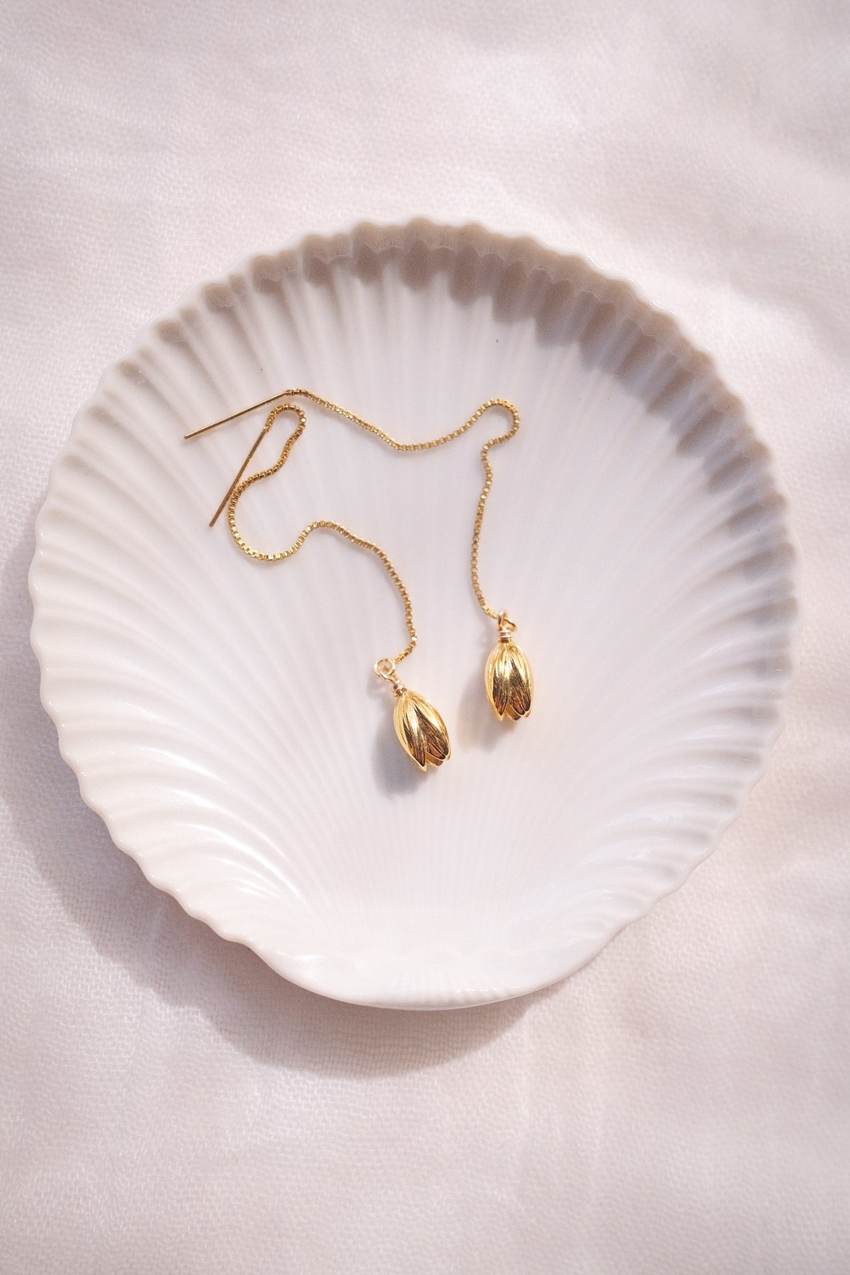 Gold Pikake Threader Earrings - Mānai