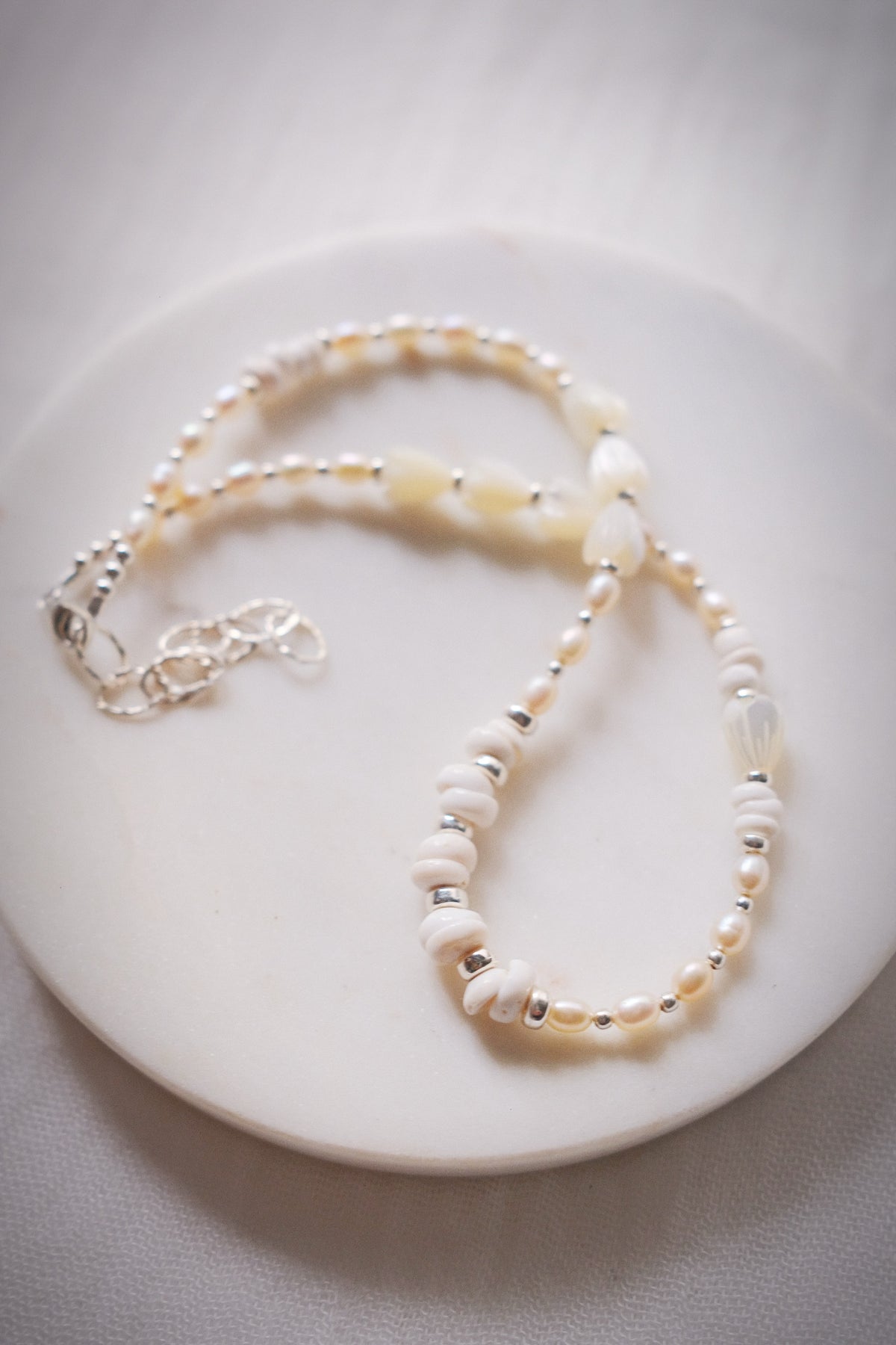 Mixed Shell & Pearl Pikake Necklace - Silver Kahakai