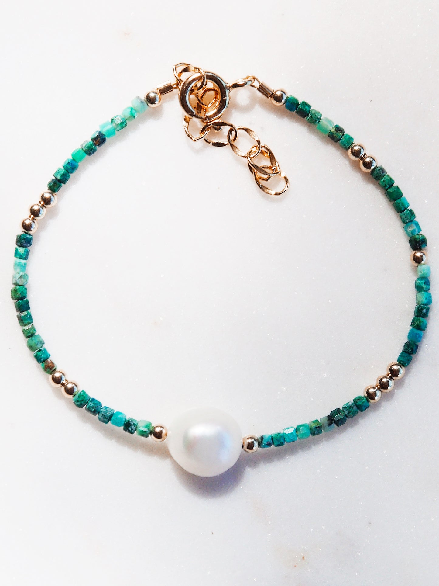 White Pearl and Gemstone Bracelet - Gold Haukea