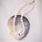 Mother of Pearl & Gold Pikake Beaded Necklace - Gold Hāweo