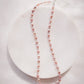 Pink Rice Pearl & Silver Bead Adjustable Necklace - Silver Liko