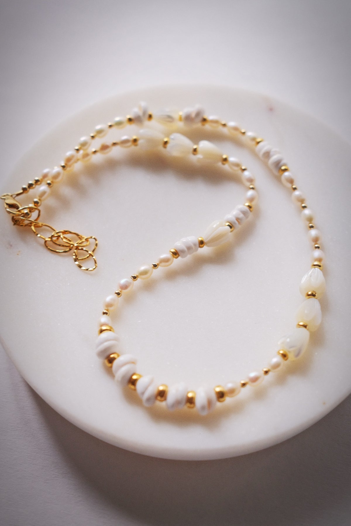 Mixed Shell & Pearl Pikake Necklace - Gold Kahakai