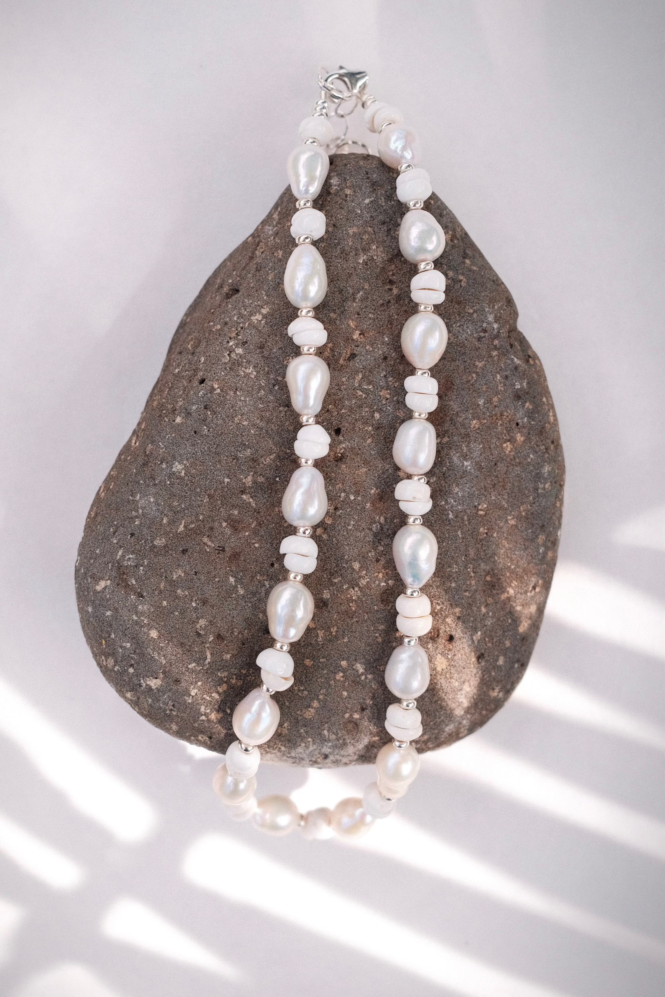 Silver Baroque Pearl Puka Shell Necklace - Kakahi – ke aloha jewelry