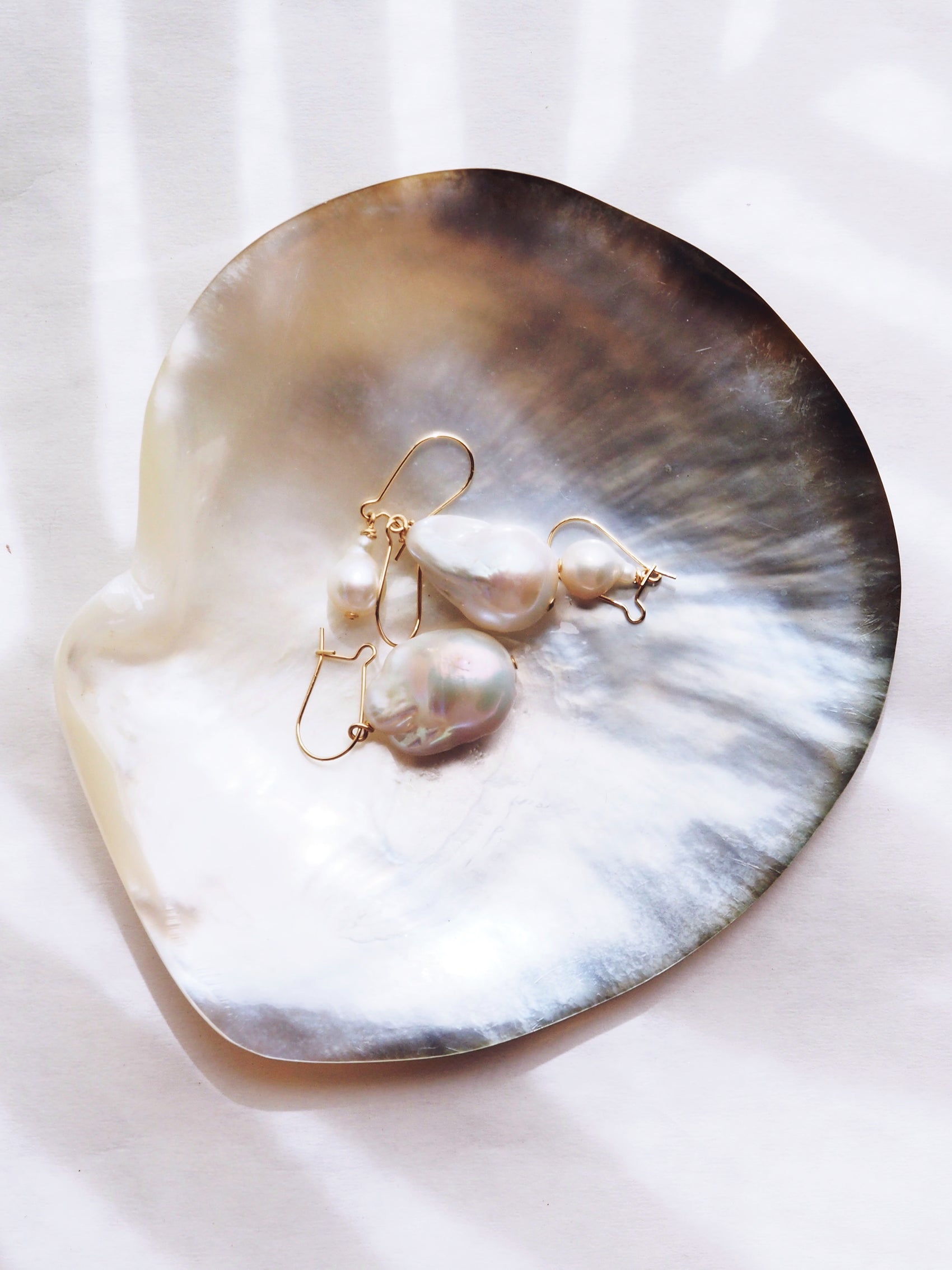 Gold Flameball Pearl Drop Earrings - Kiele