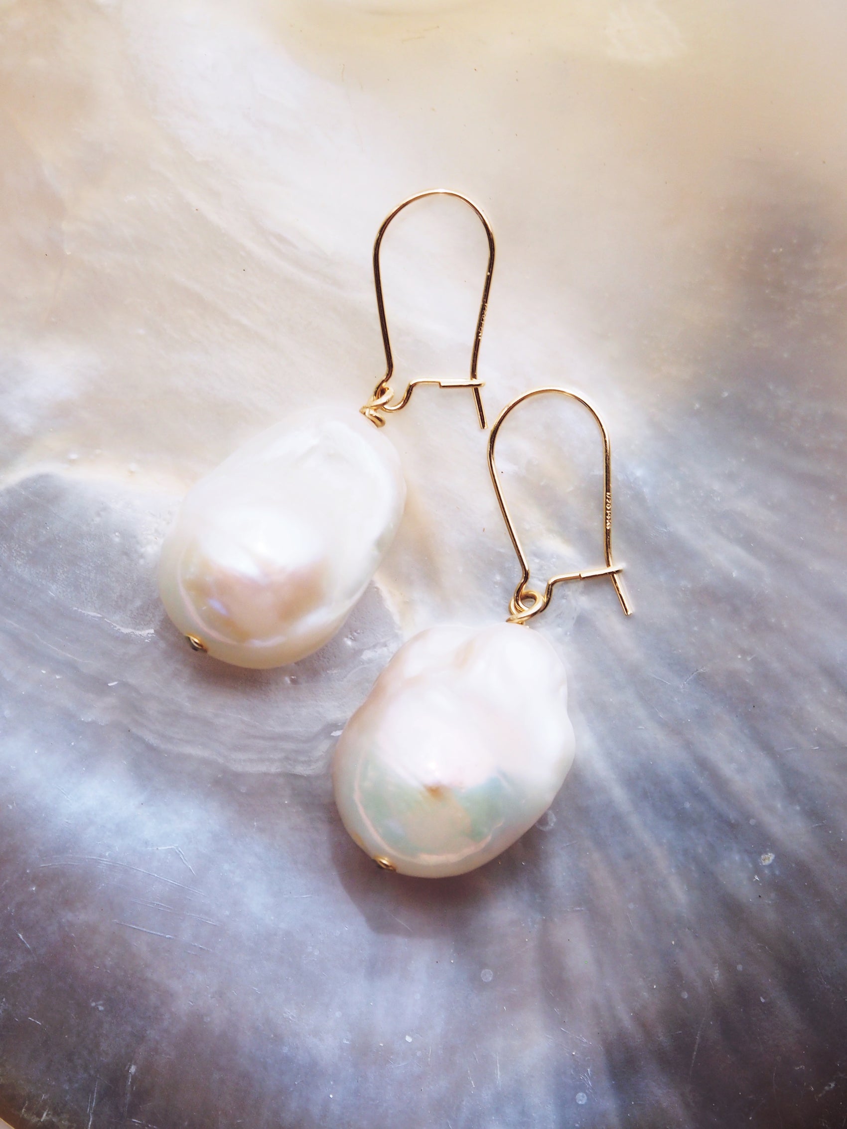 Gold Flameball Pearl Drop Earrings - Kiele