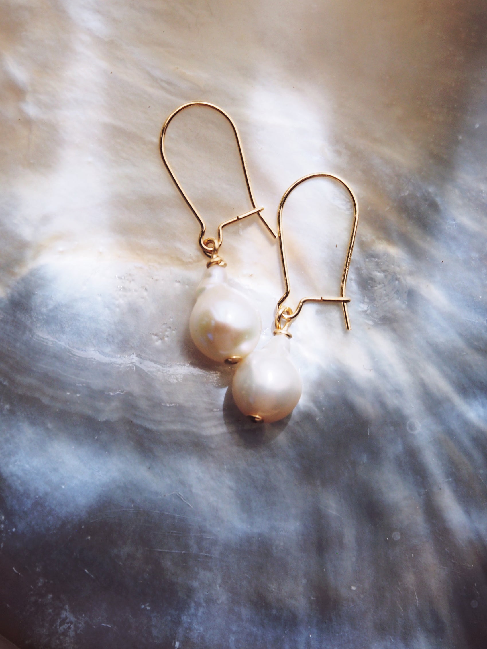 Gold Flameball Pearl Drop Earrings - Kiele