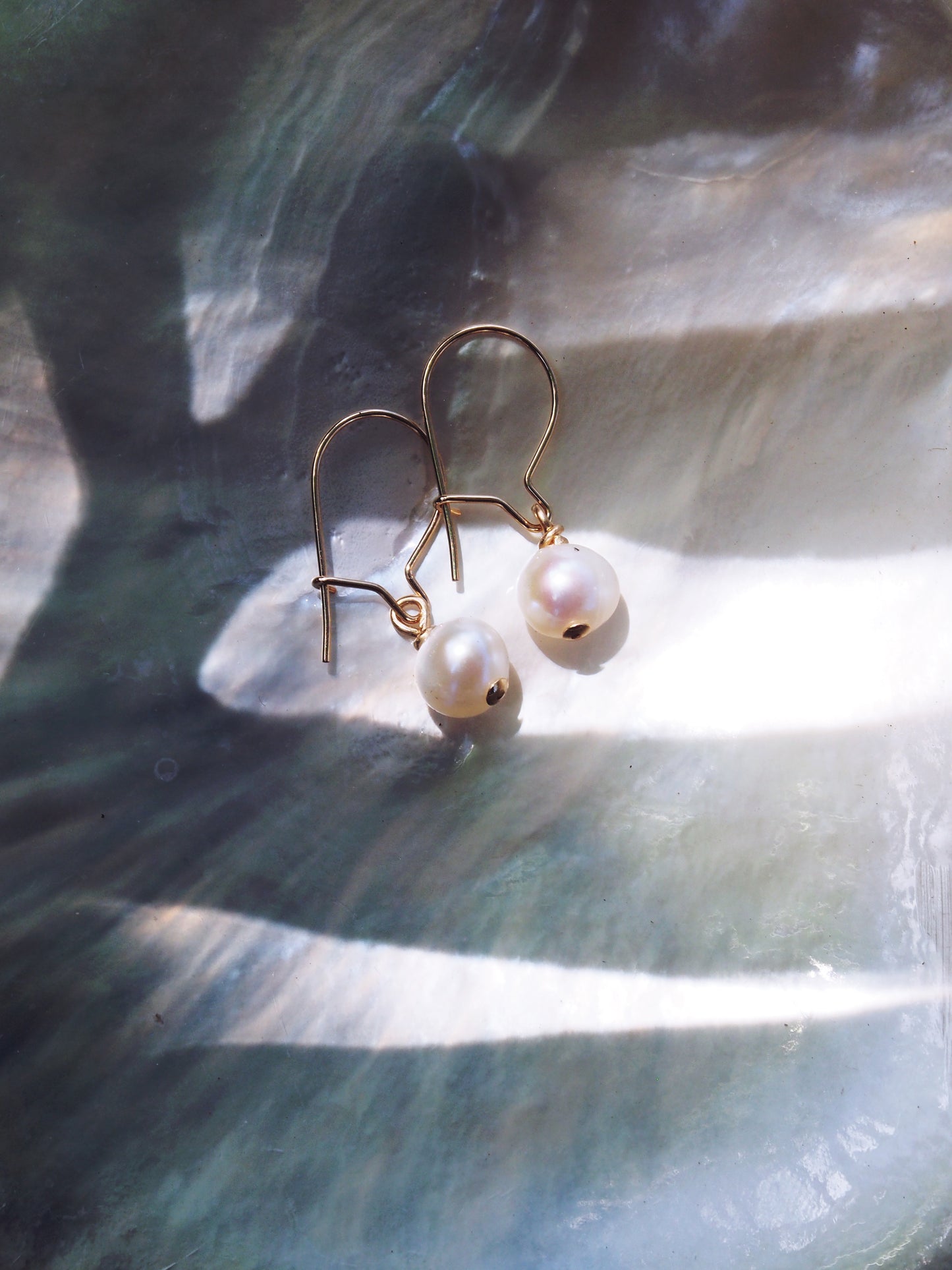 Tiny White Freshwater Pearl Drop Earrings - Silver Ipo