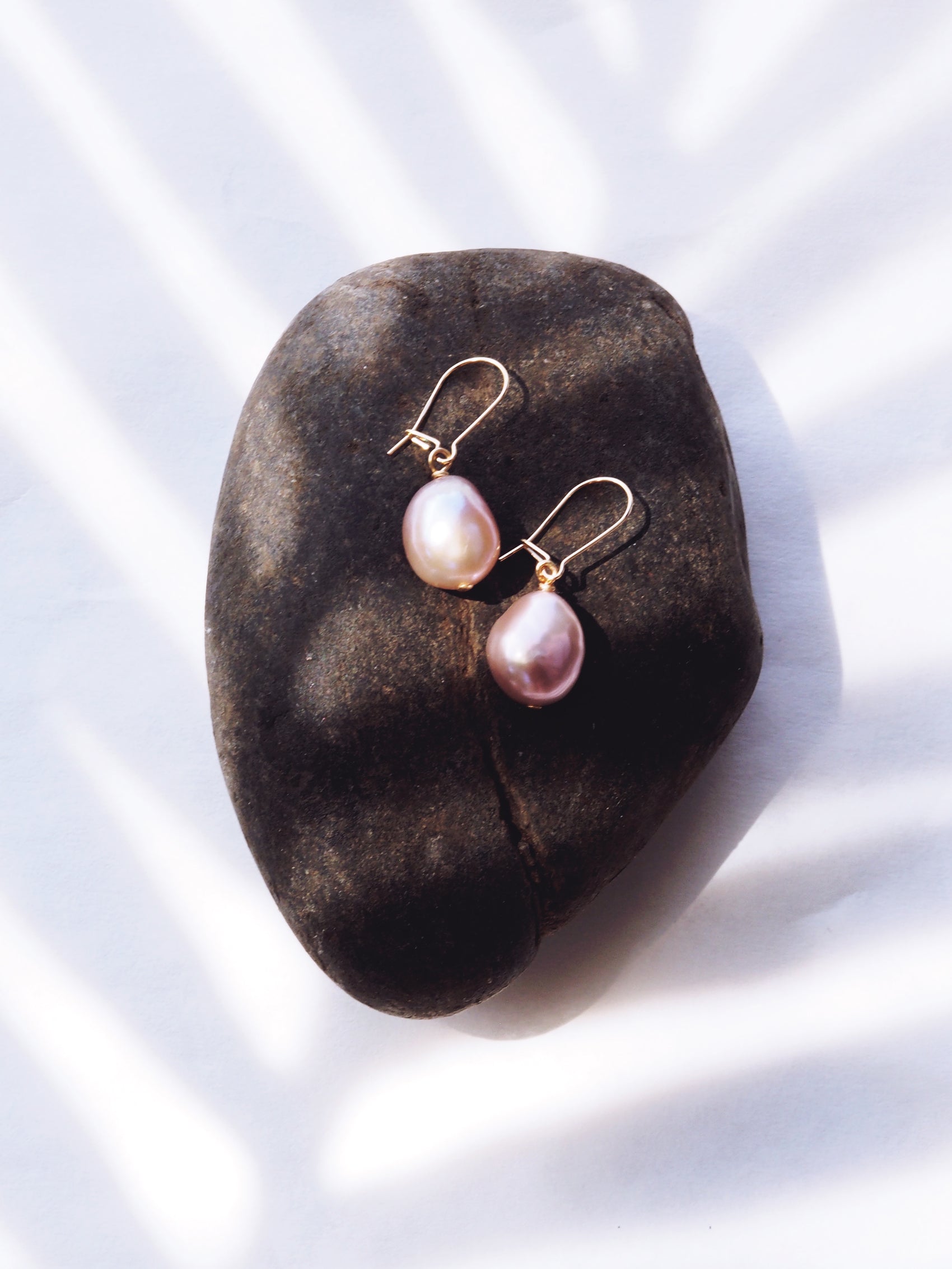 Pink Freshwater Pearl Silver Drop Earrings - Akala