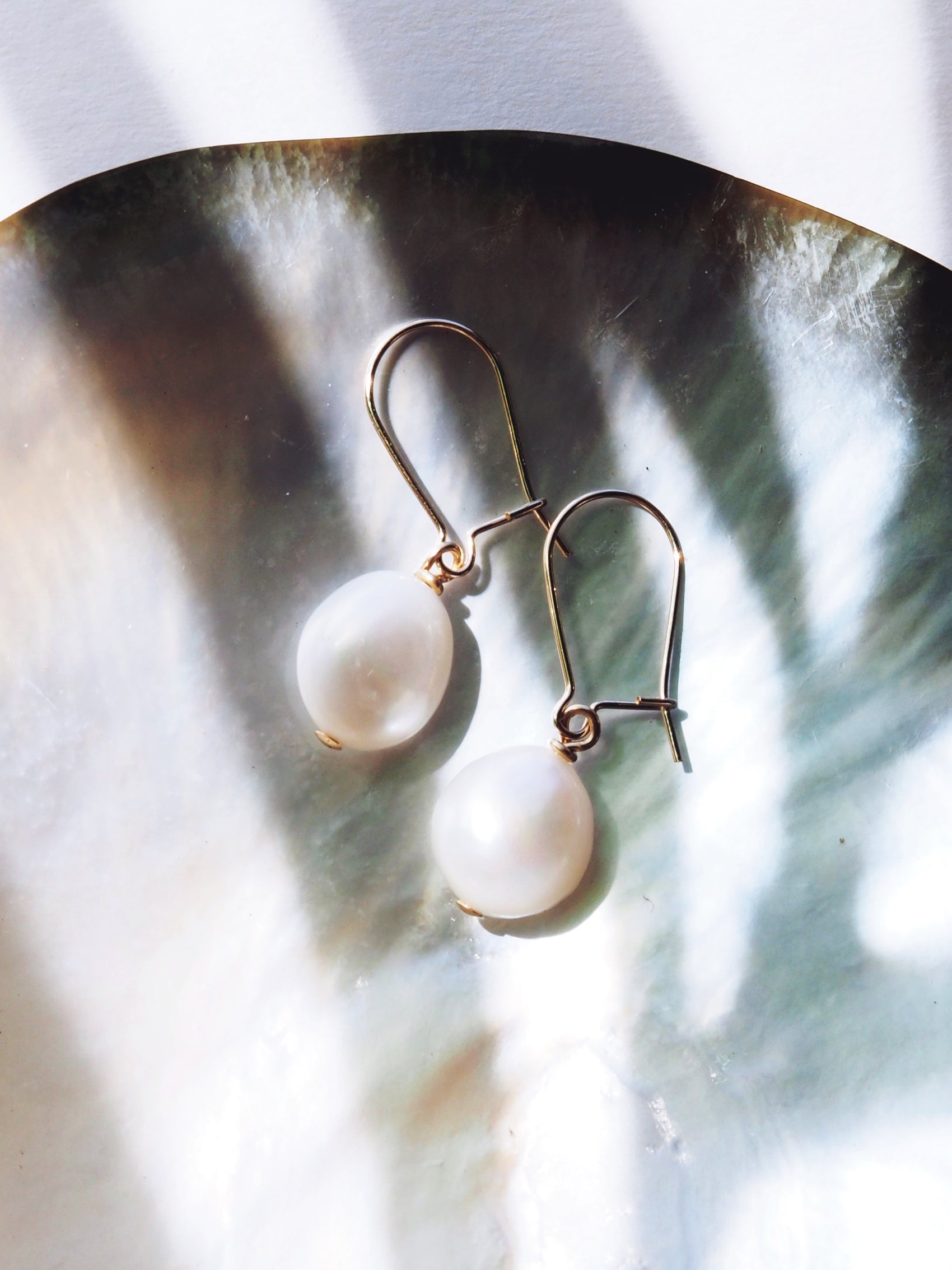 White Freshwater Pearl Drop Earrings - Silver Haukea