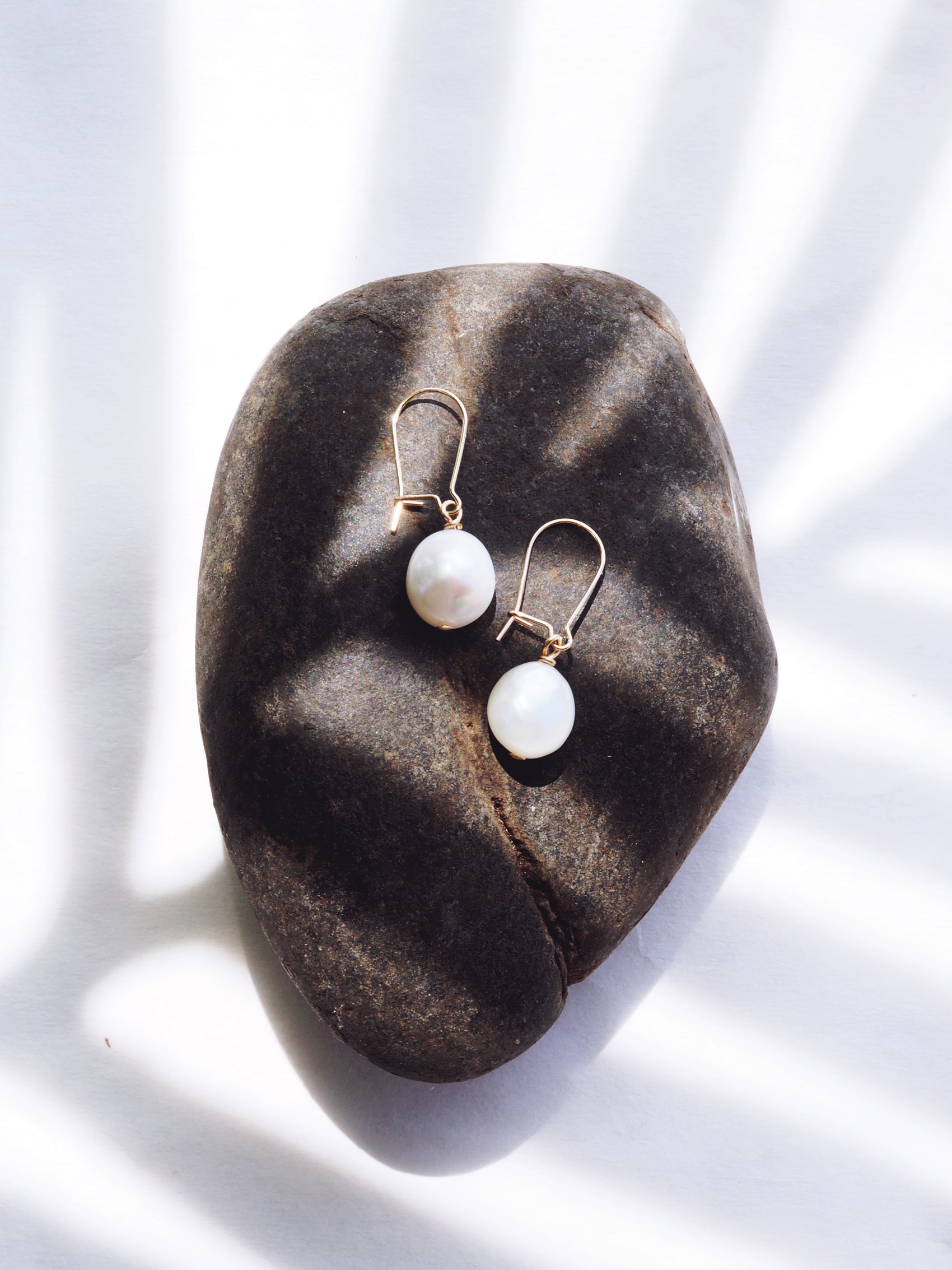White Freshwater Pearl Drop Earrings - Silver Haukea
