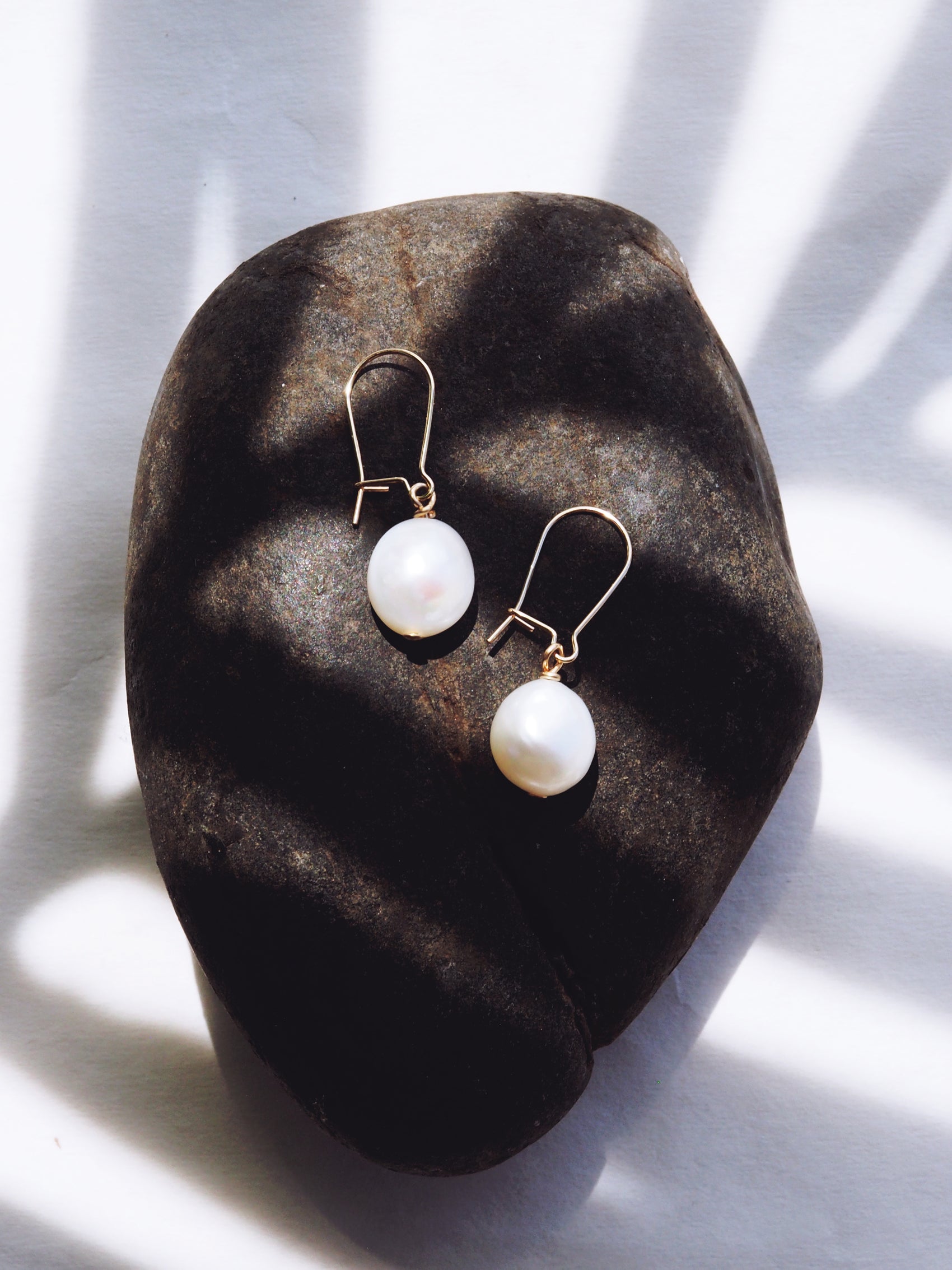 White Freshwater Pearl Drop Earrings - Silver Haukea
