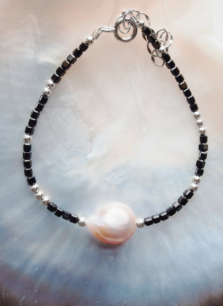 Pink Pearl and Gemstone Bracelet -  Silver Akala