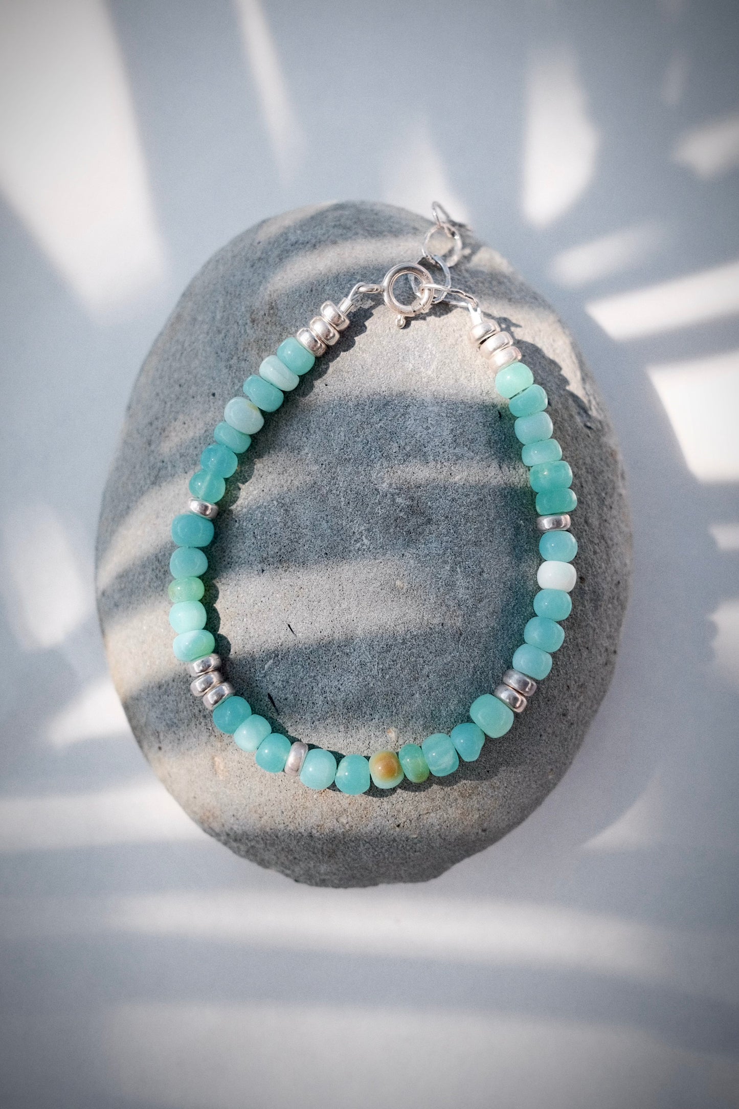 Peruvian Blue Opal Silver Bracelet - Mana'olana