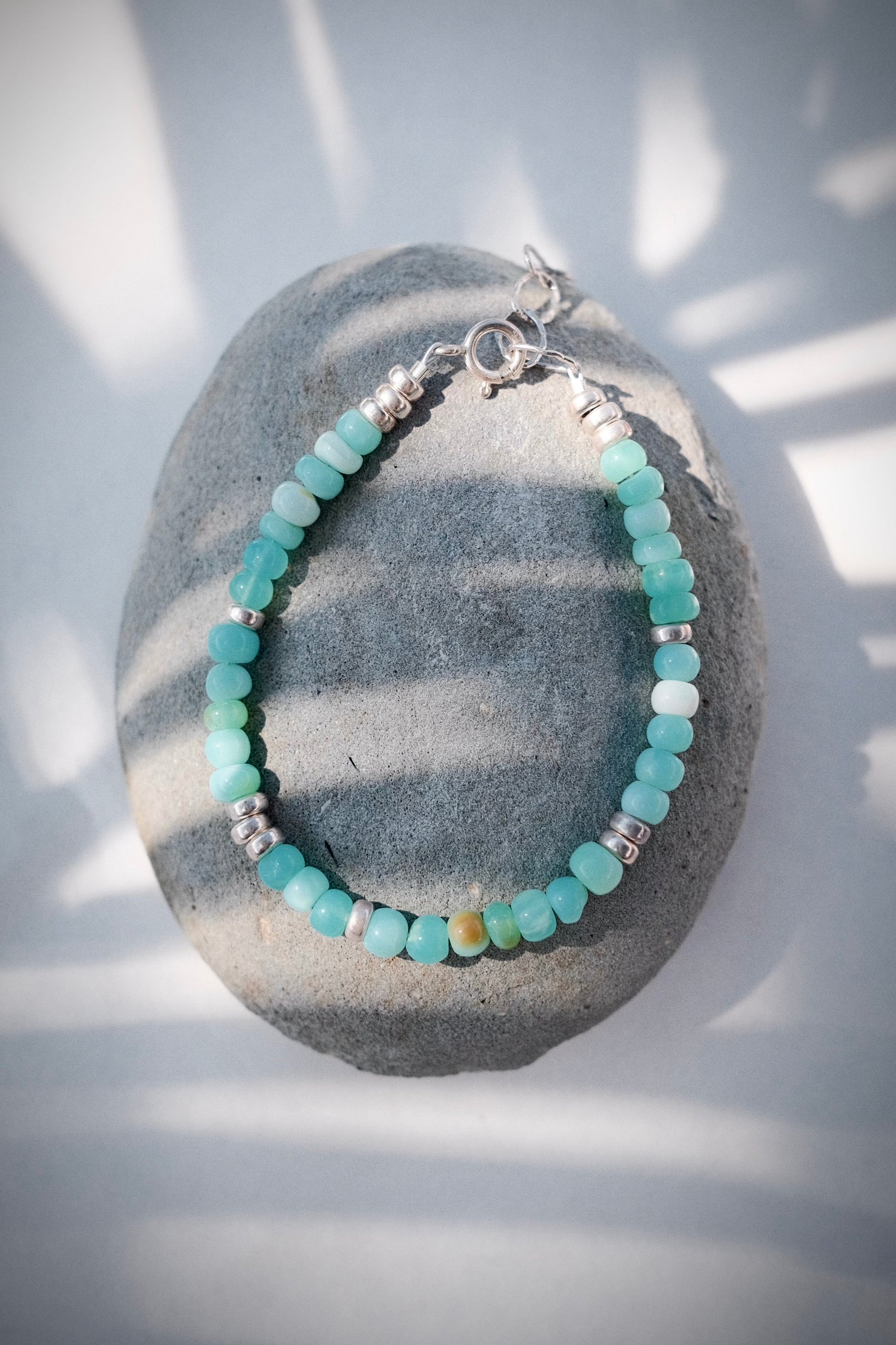 Peruvian Blue Opal Silver Bracelet - Mana'olana