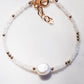 White Pearl and Gemstone Bracelet - Gold Haukea