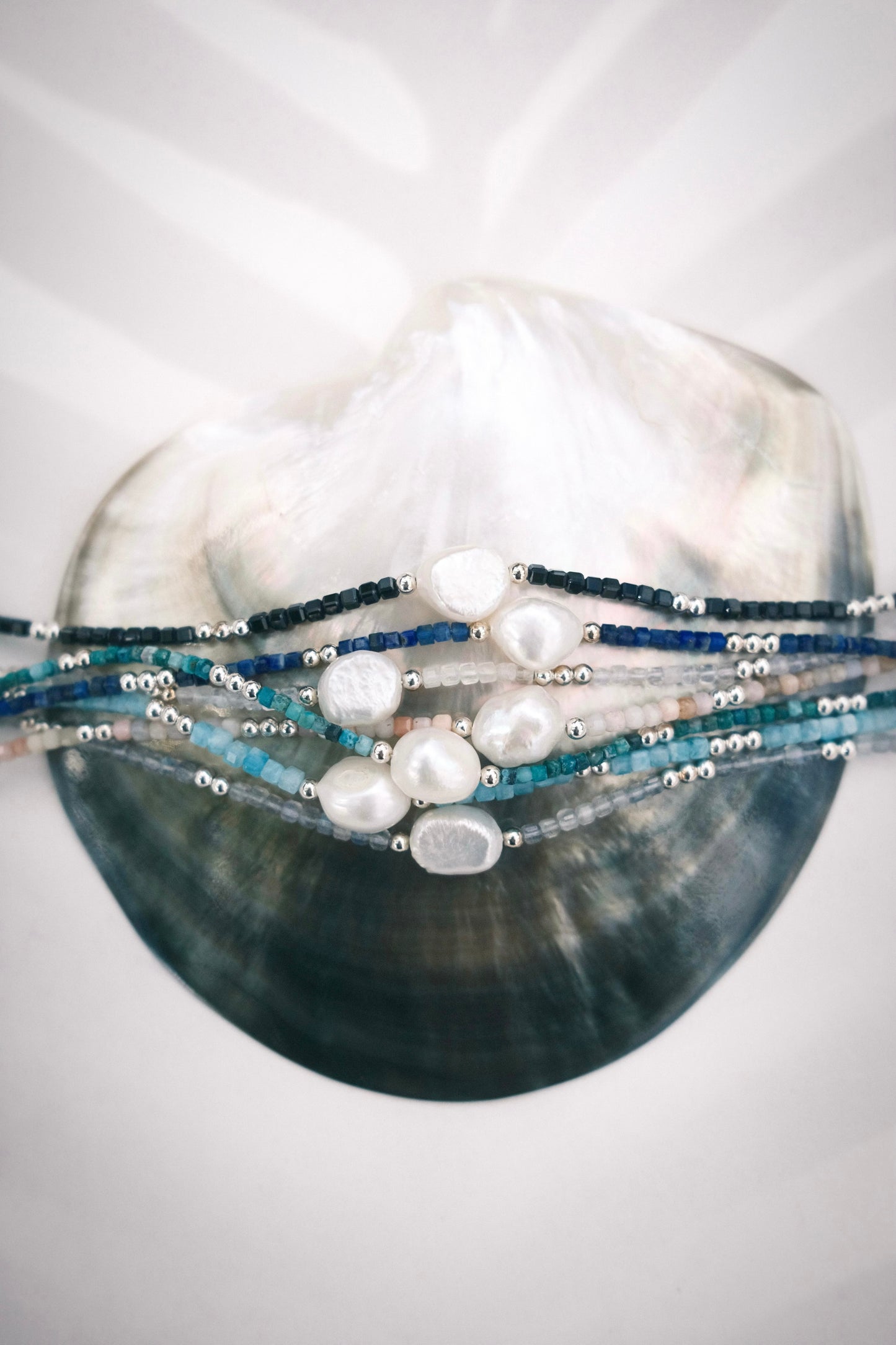 White Pearl and Gemstone Bracelet - Silver Haukea