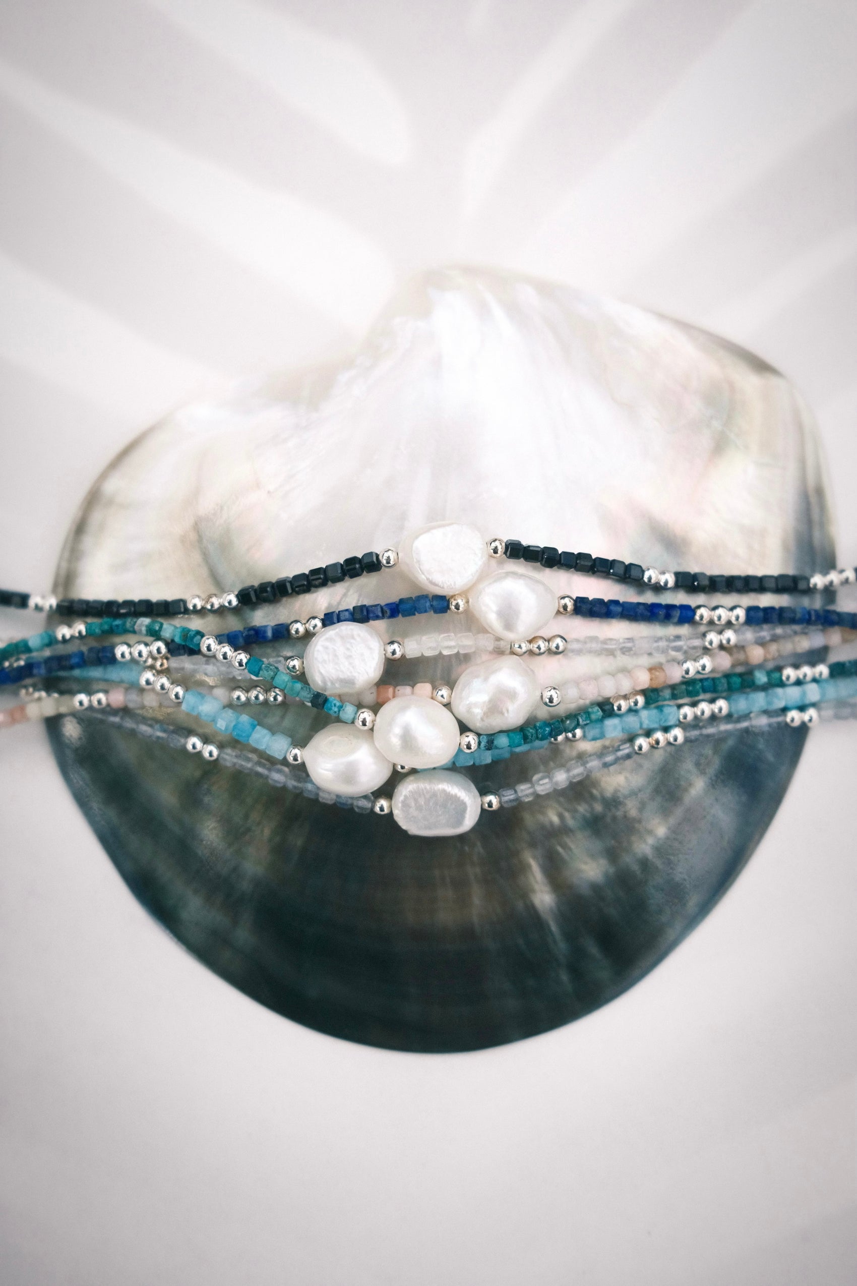 White Pearl and Gemstone Bracelet - Silver Haukea