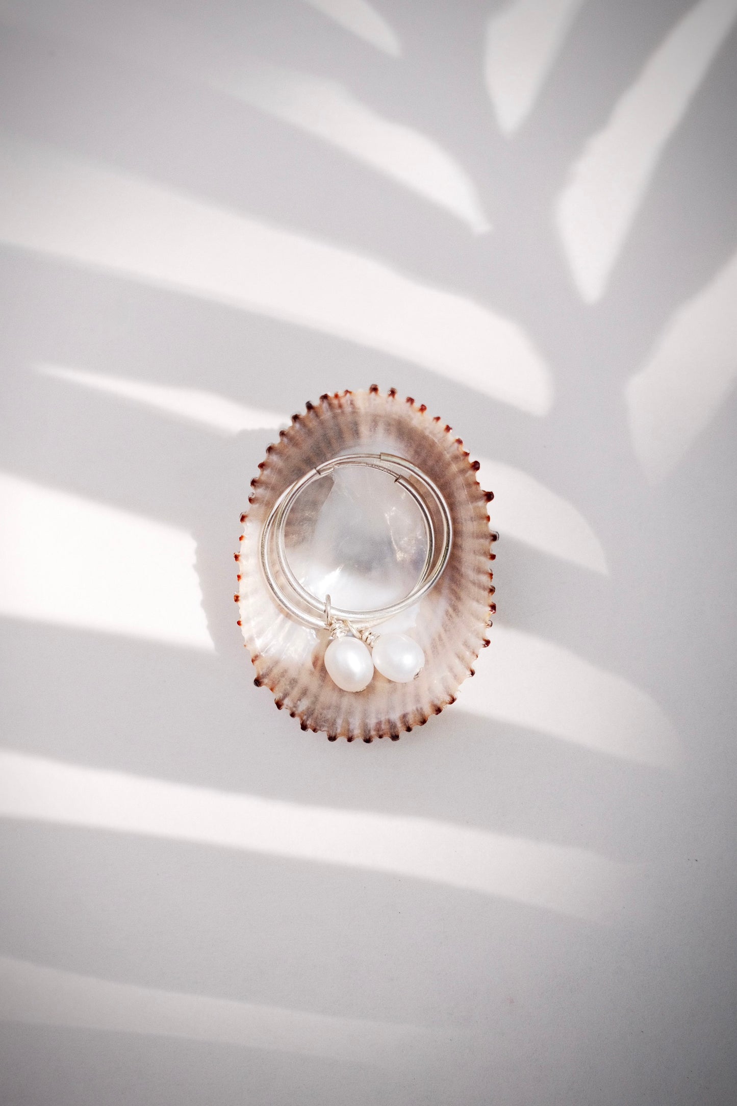 Pearl Silver Hoop Earrings - Keilani