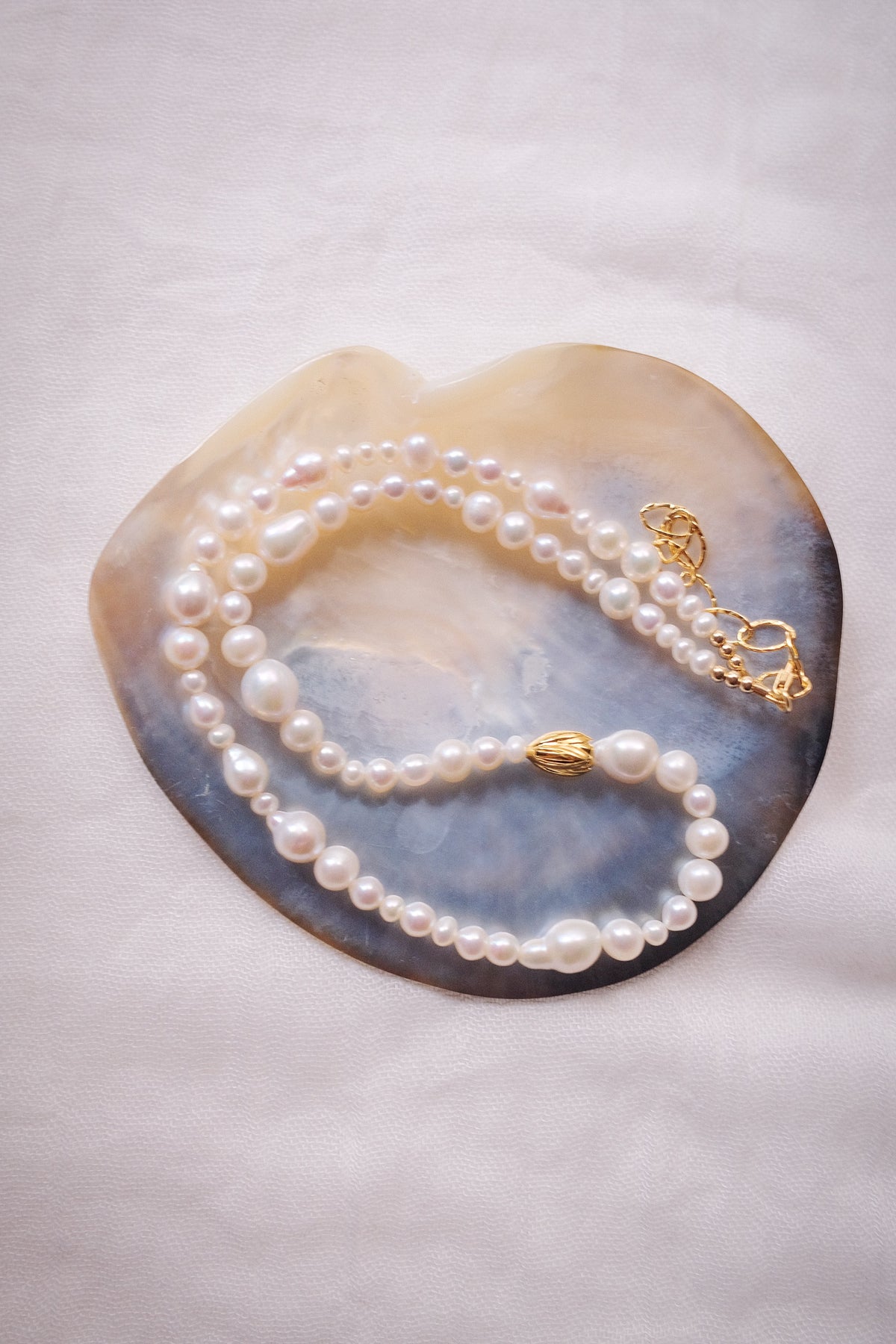Luxe Baroque Pearl & Gold Pikake Necklace - Makamae