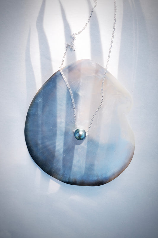Silver Single Floating Tahitian Pearl Necklace - Miliani