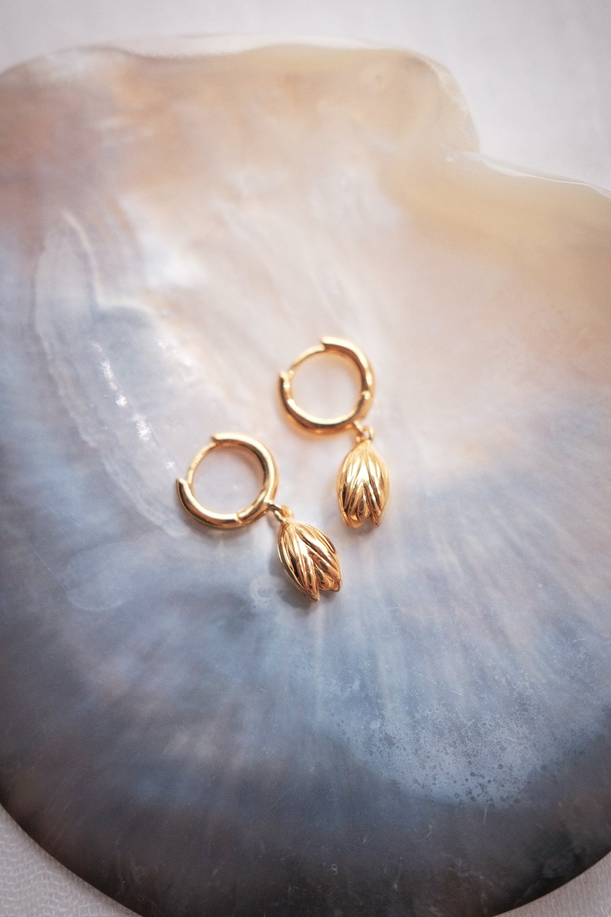 Gold Pikake Huggie Hoop Earrings - Apo