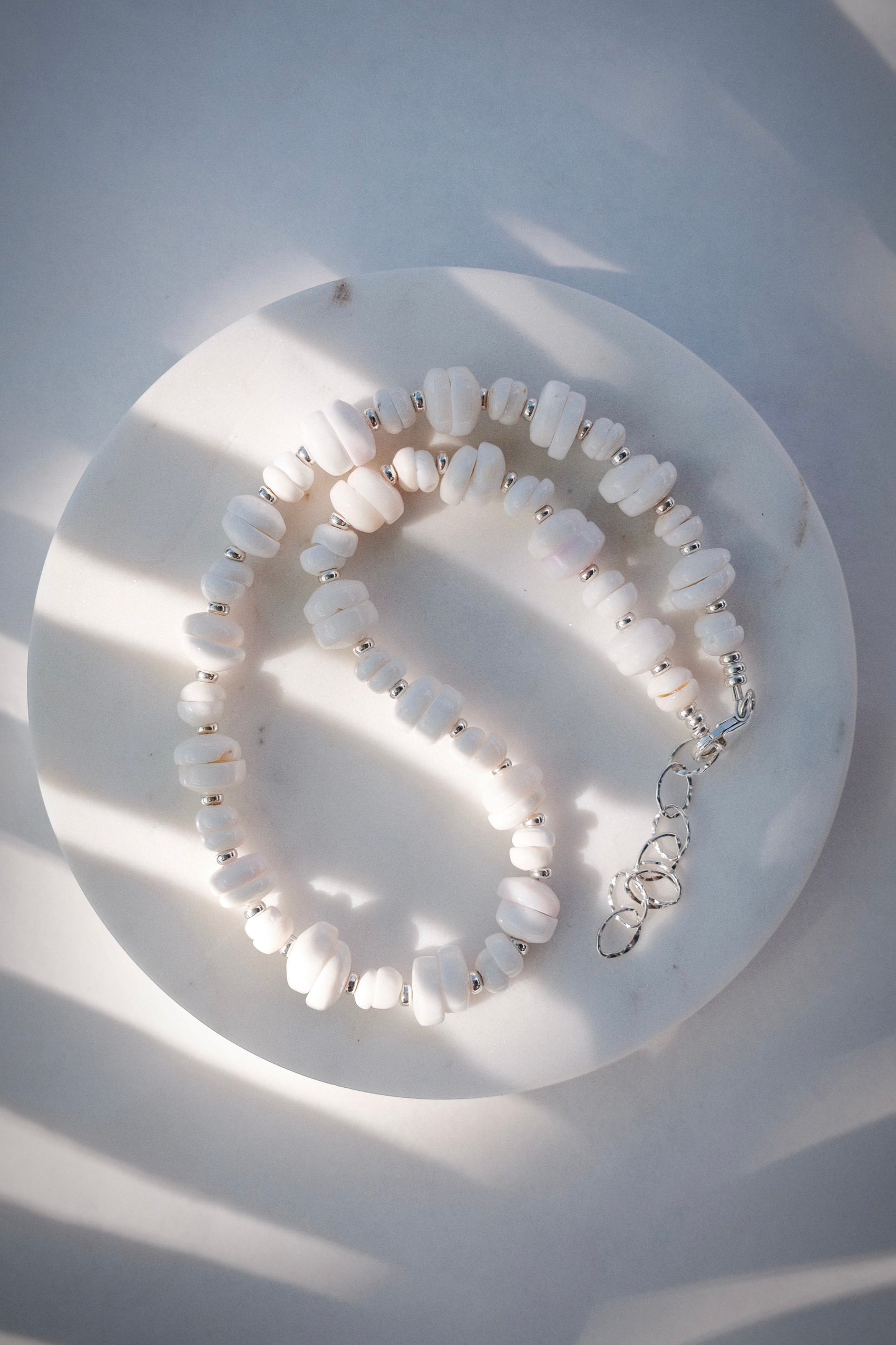 Puka Shell Choker Necklace - Silver Keone