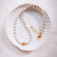 Gray Freshwater Pearl Necklace with Gold Pikake Bead - Hinahina