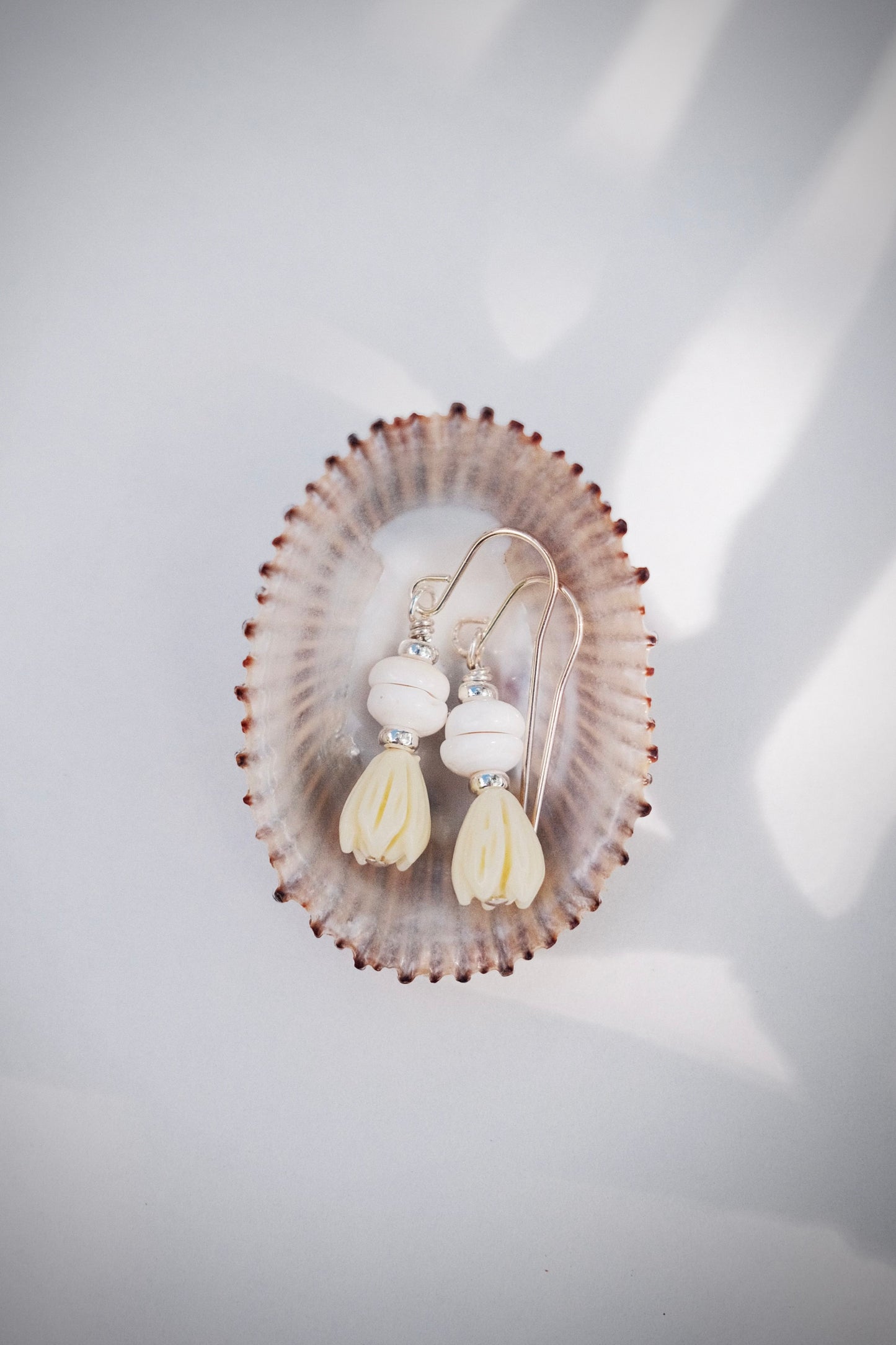 Silver Pikake Puka Drop Earrings - Kēhau