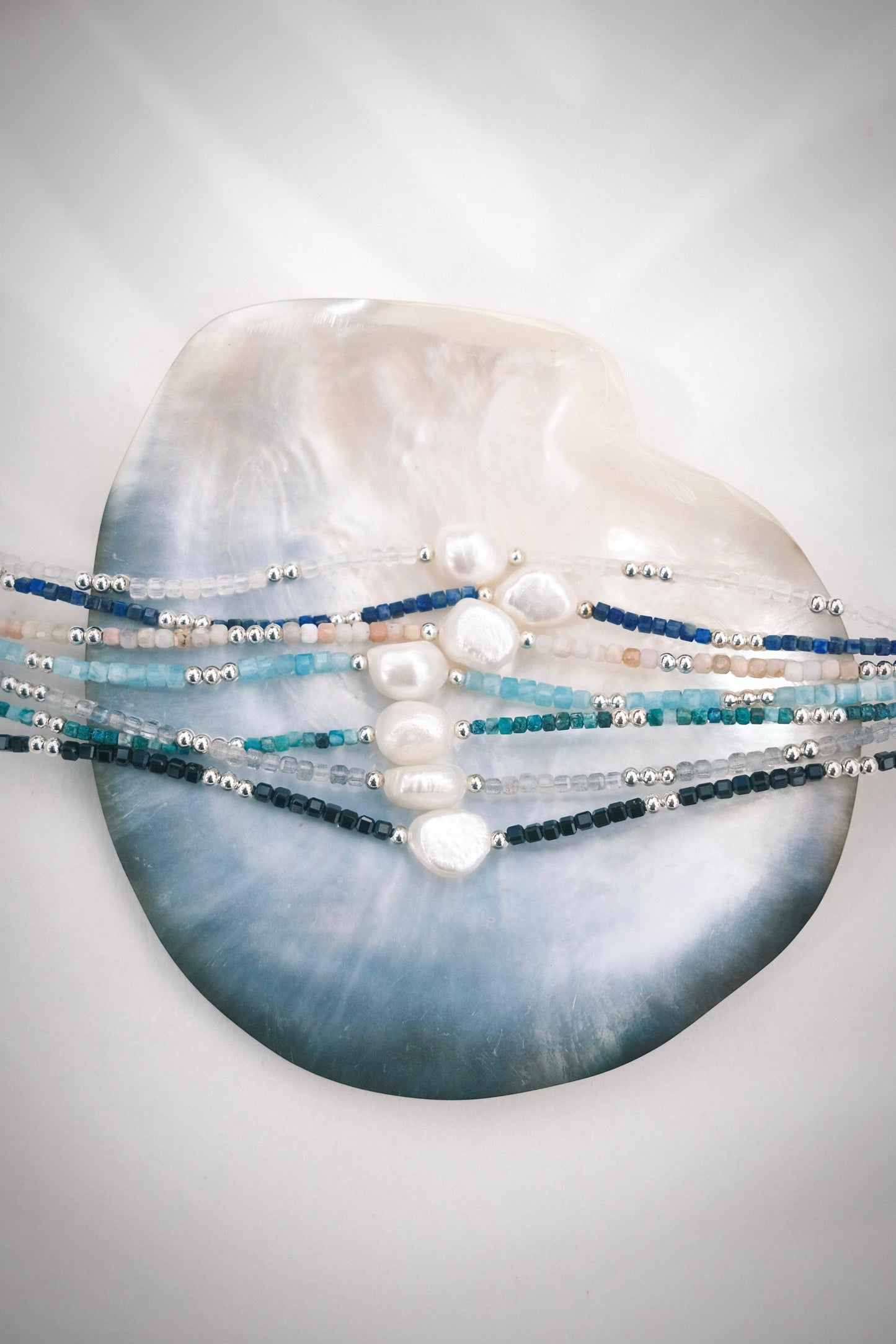 White Pearl and Gemstone Bracelet - Silver Haukea