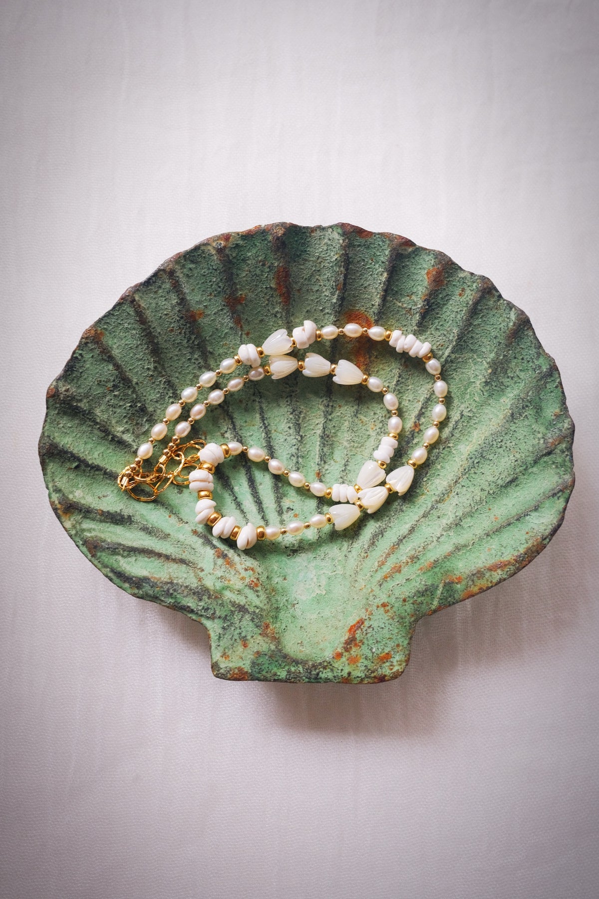 Mixed Shell & Pearl Pikake Necklace - Gold Kahakai