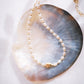 White Freshwater Pearl Necklace with Gold Pikake Bead - Pōhina