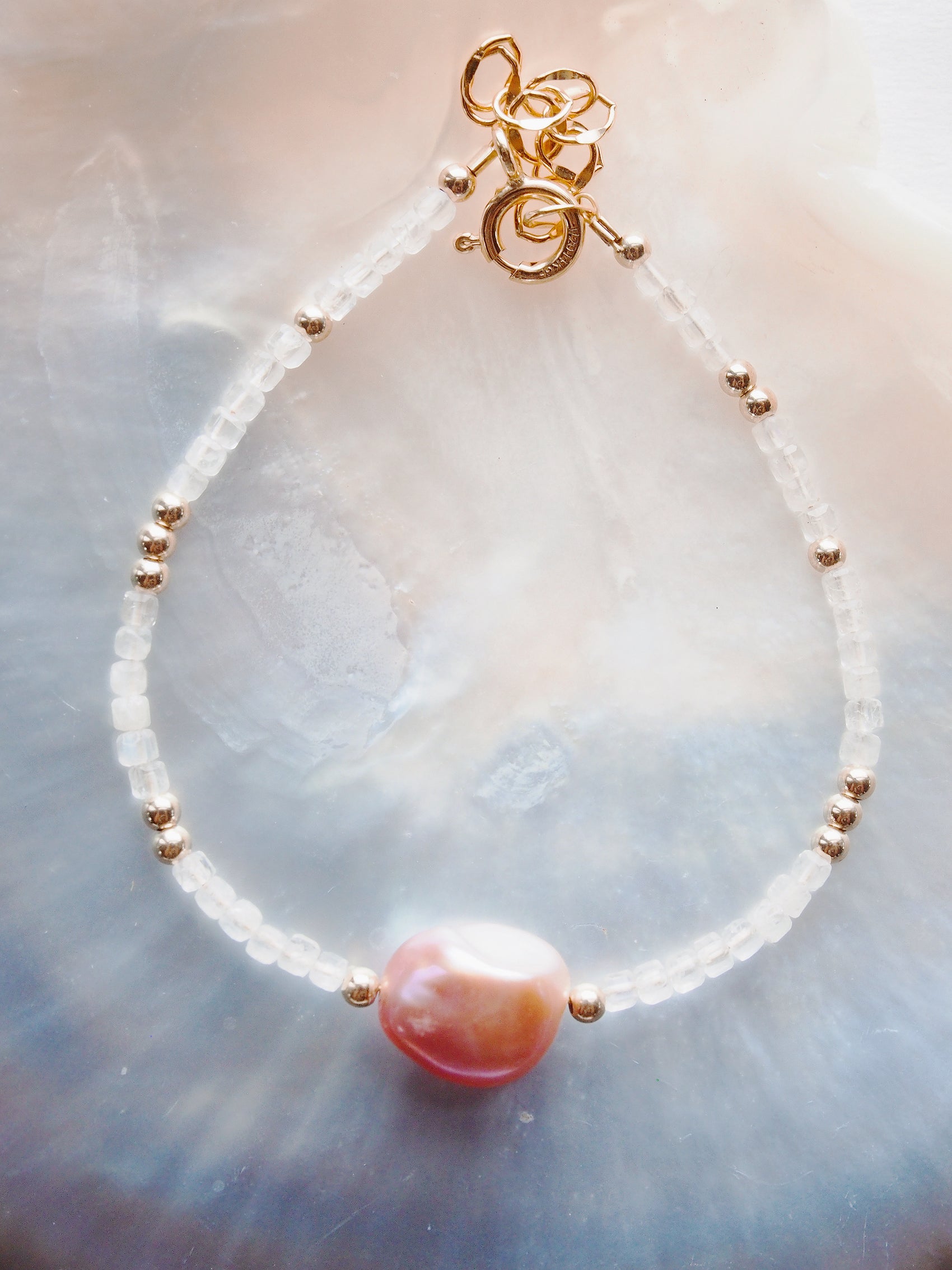 Pink Pearl and Gemstone Bracelet -  Gold Akala
