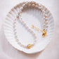 Gray Freshwater Pearl Necklace with Gold Pikake Bead - Hinahina