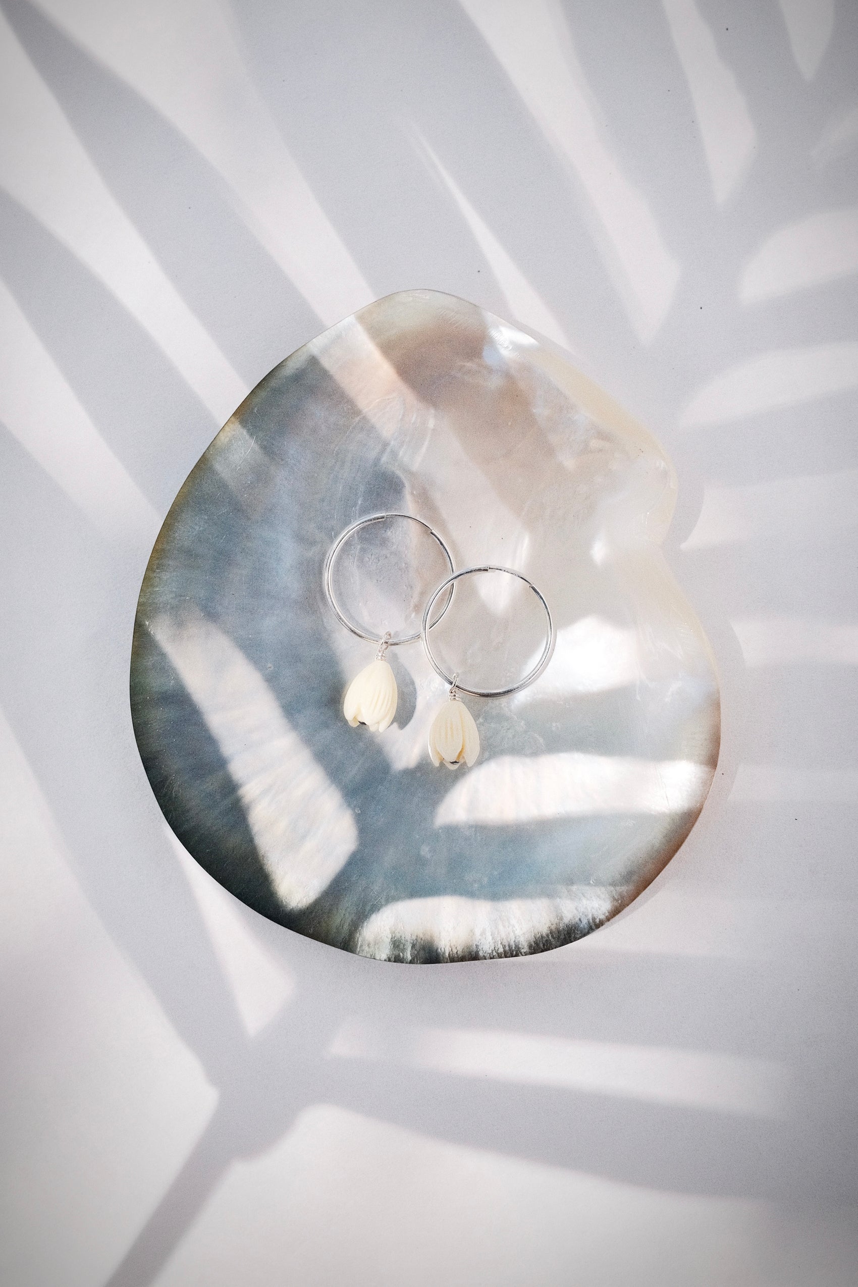 Pikake Silver Hoop Earrings - Pikake