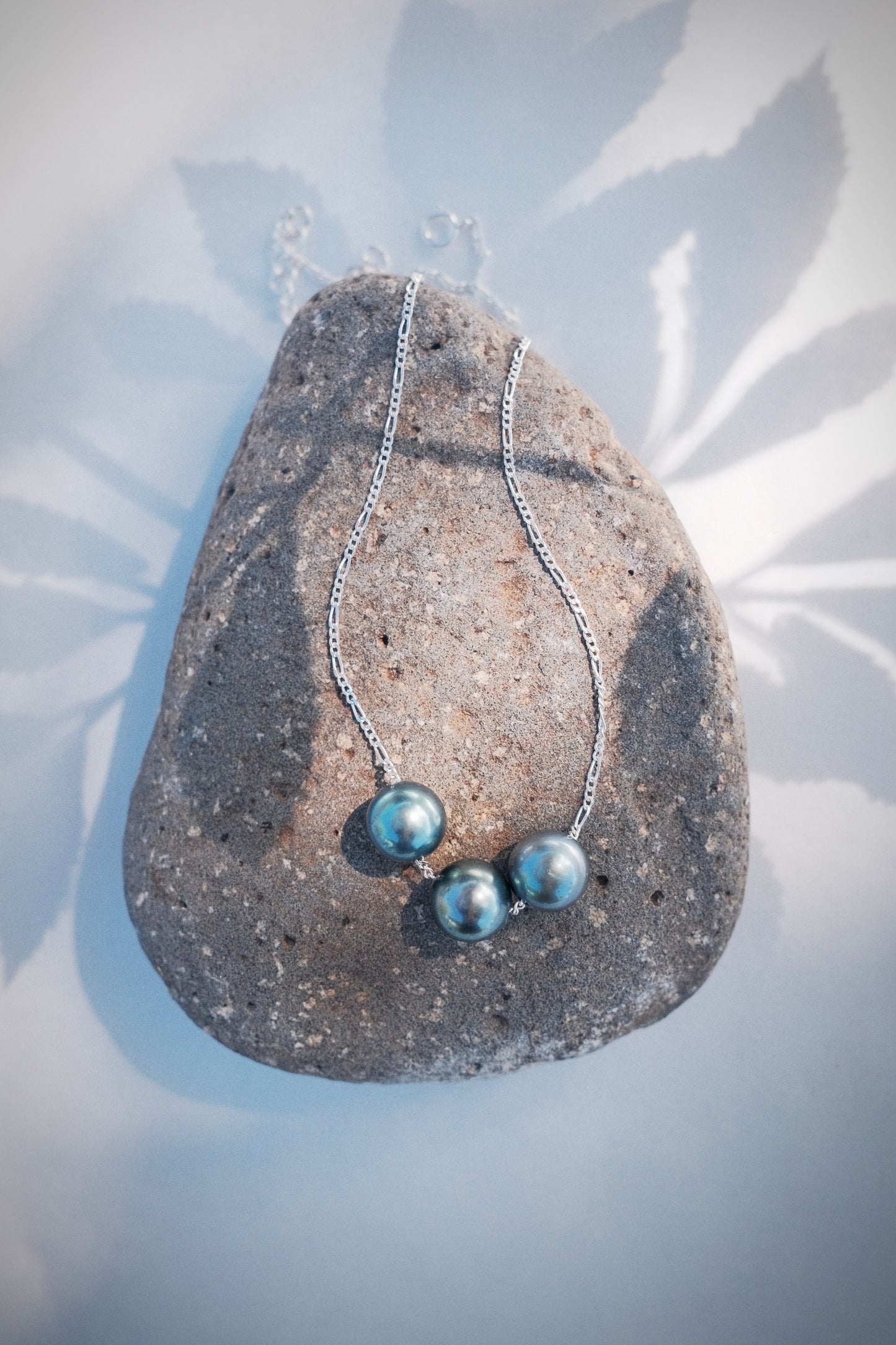Silver Triple Floating Tahitian Pearl Necklace - Mililani