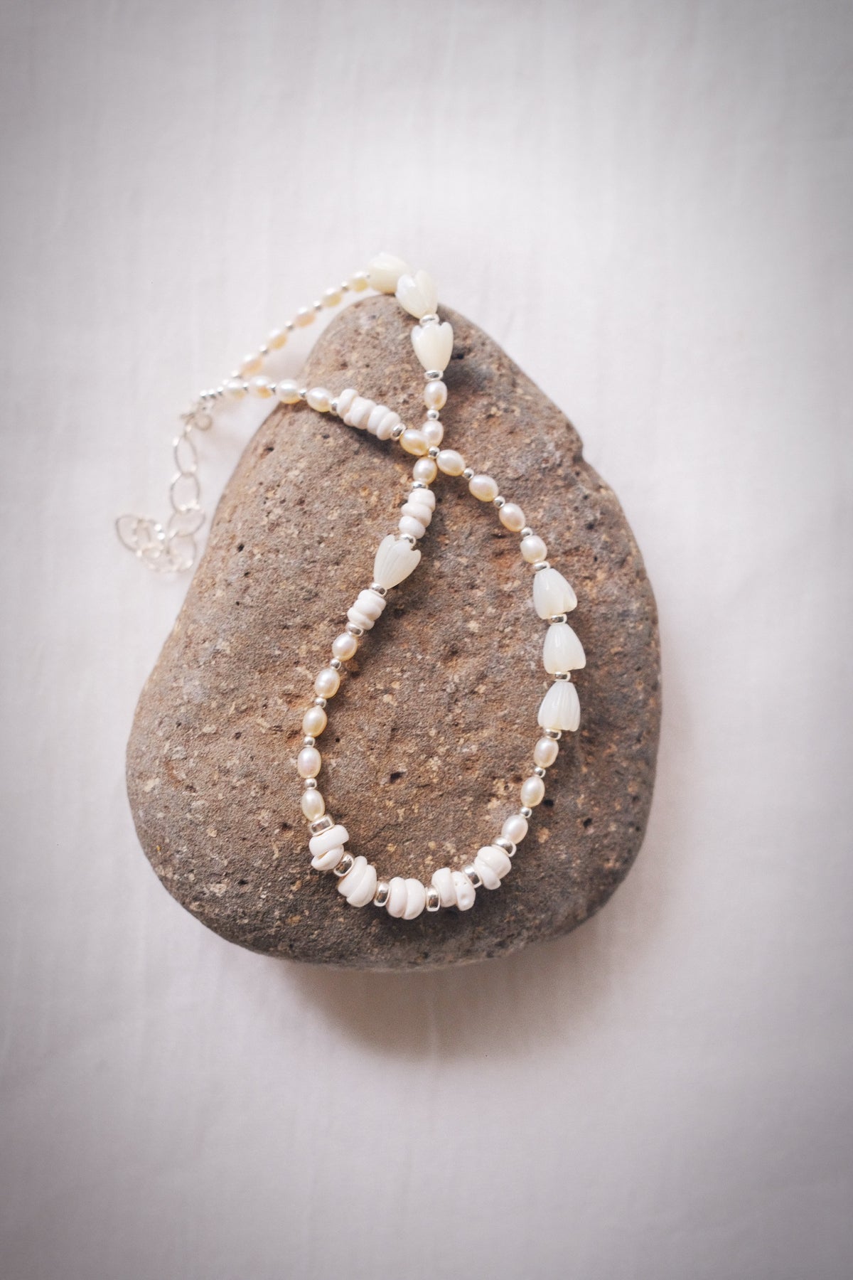 Mixed Shell & Pearl Pikake Necklace - Silver Kahakai