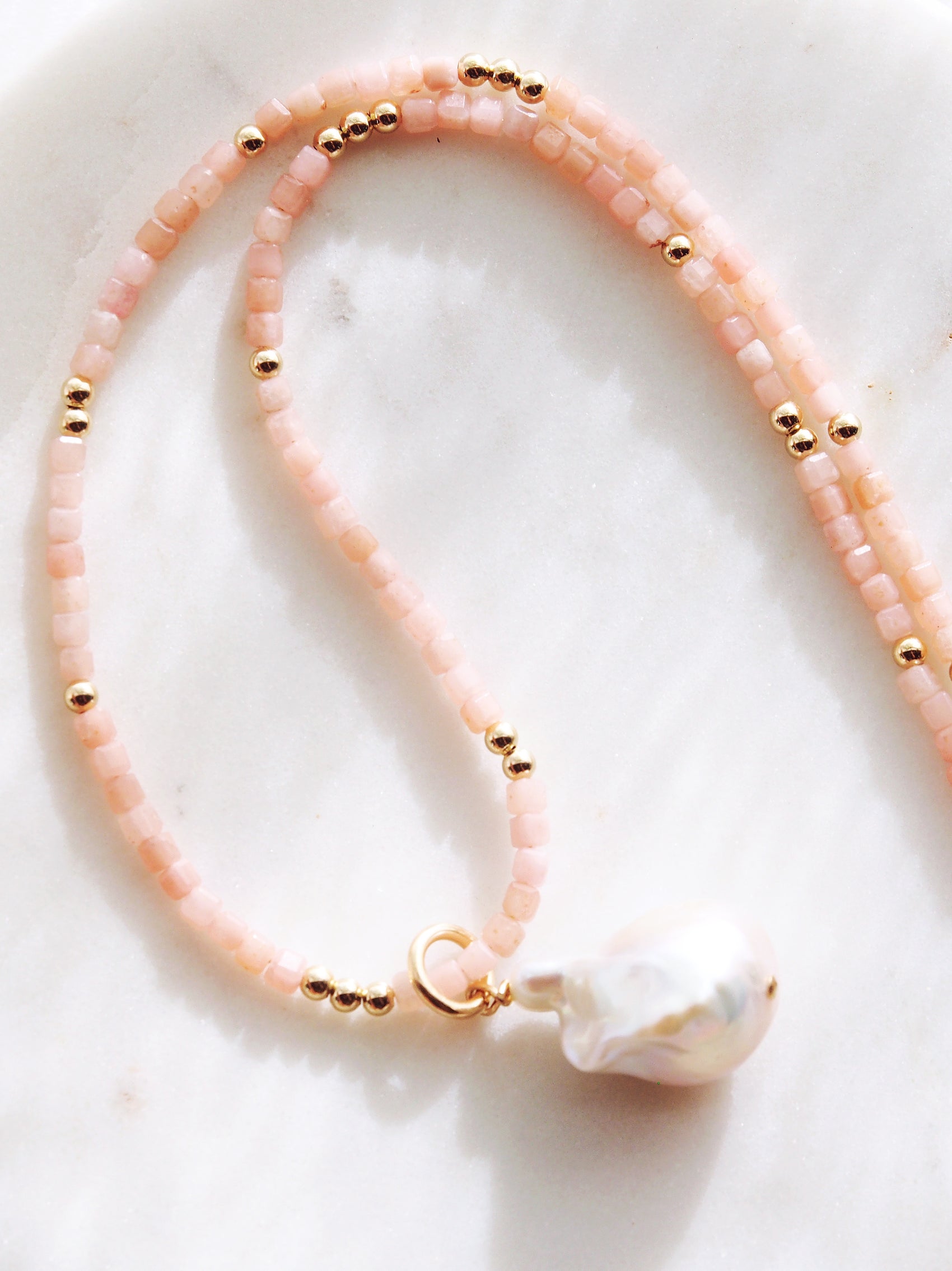 Flameball Baroque Pearl and Gemstone Necklace - Gold Keahi
