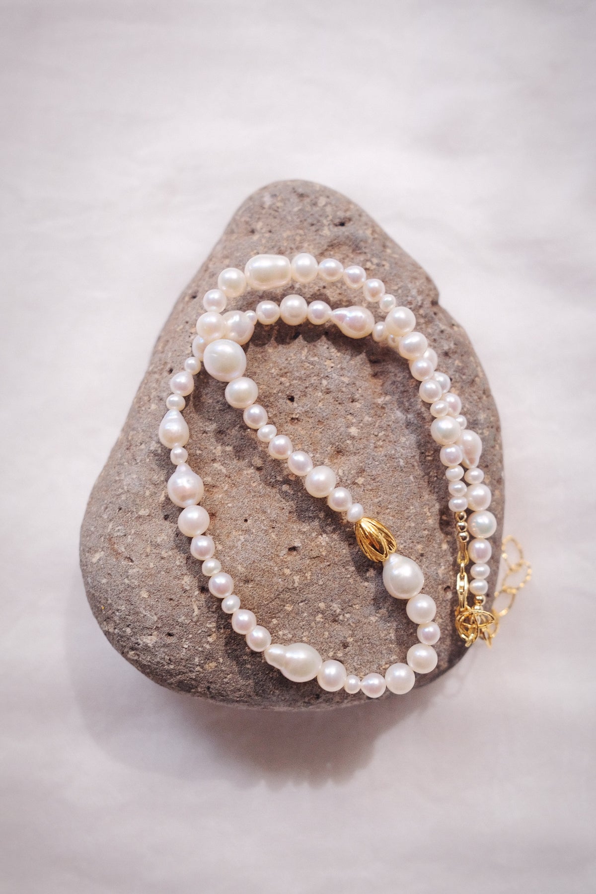Luxe Baroque Pearl & Gold Pikake Necklace - Makamae