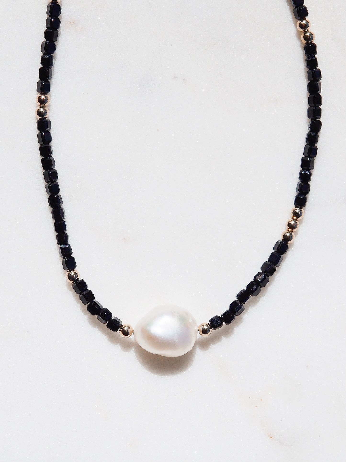 White Pearl and Gemstone Necklace - Gold Haukea